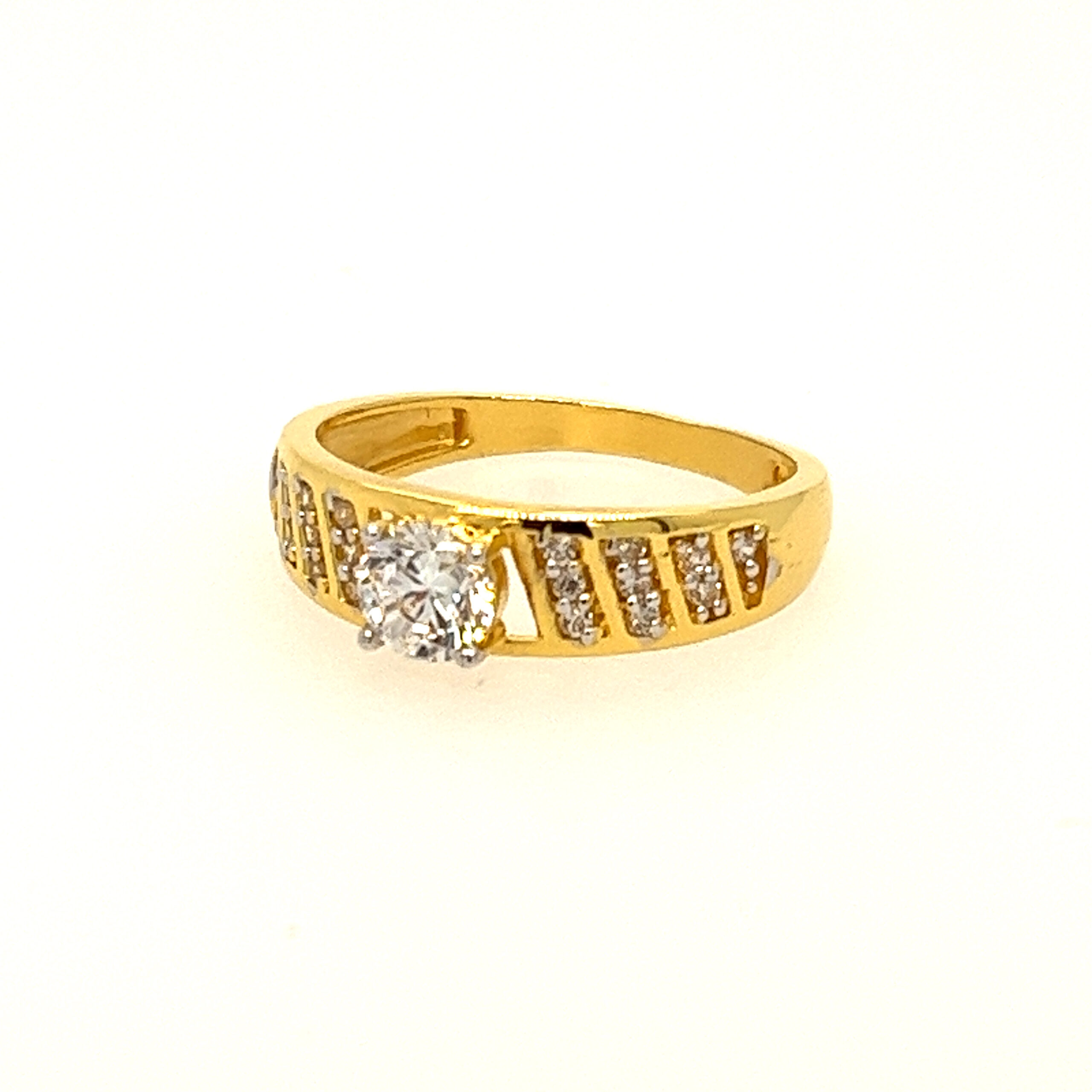 22k Yellow Gold Delicaate Single Stone CZ Ring