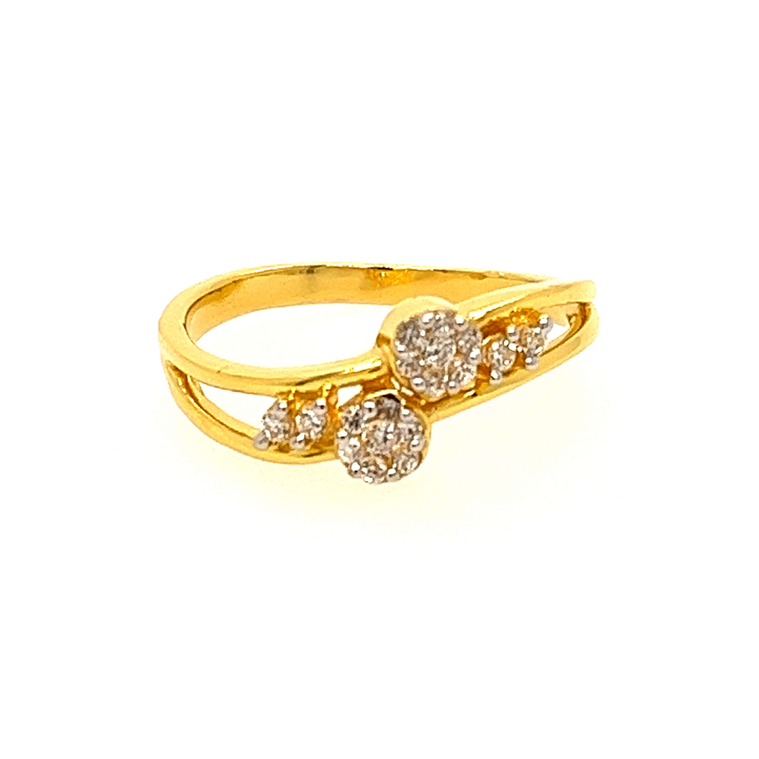 22k Yellow Gold Simple CZ Ring - Image 2