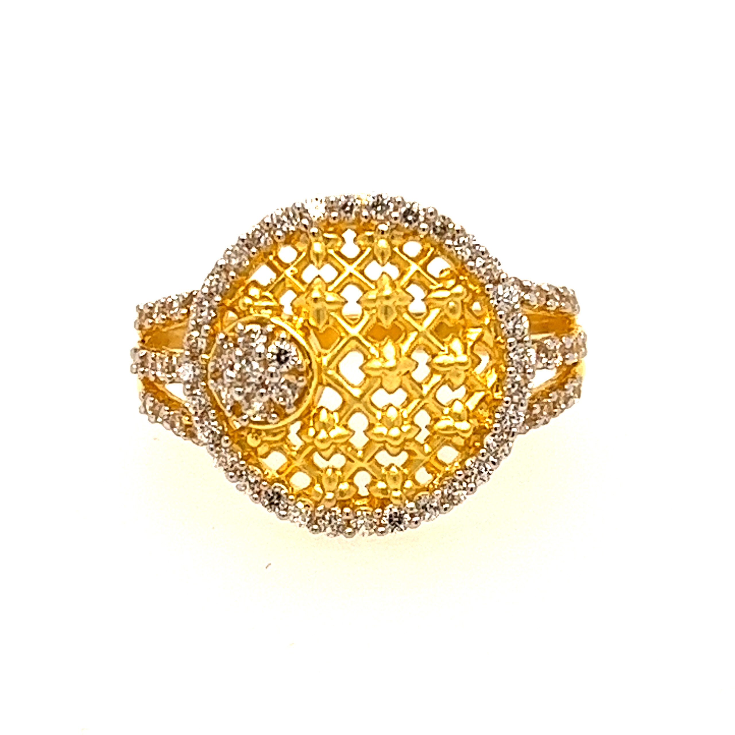 22k Yellow Gold Round CZ Ring