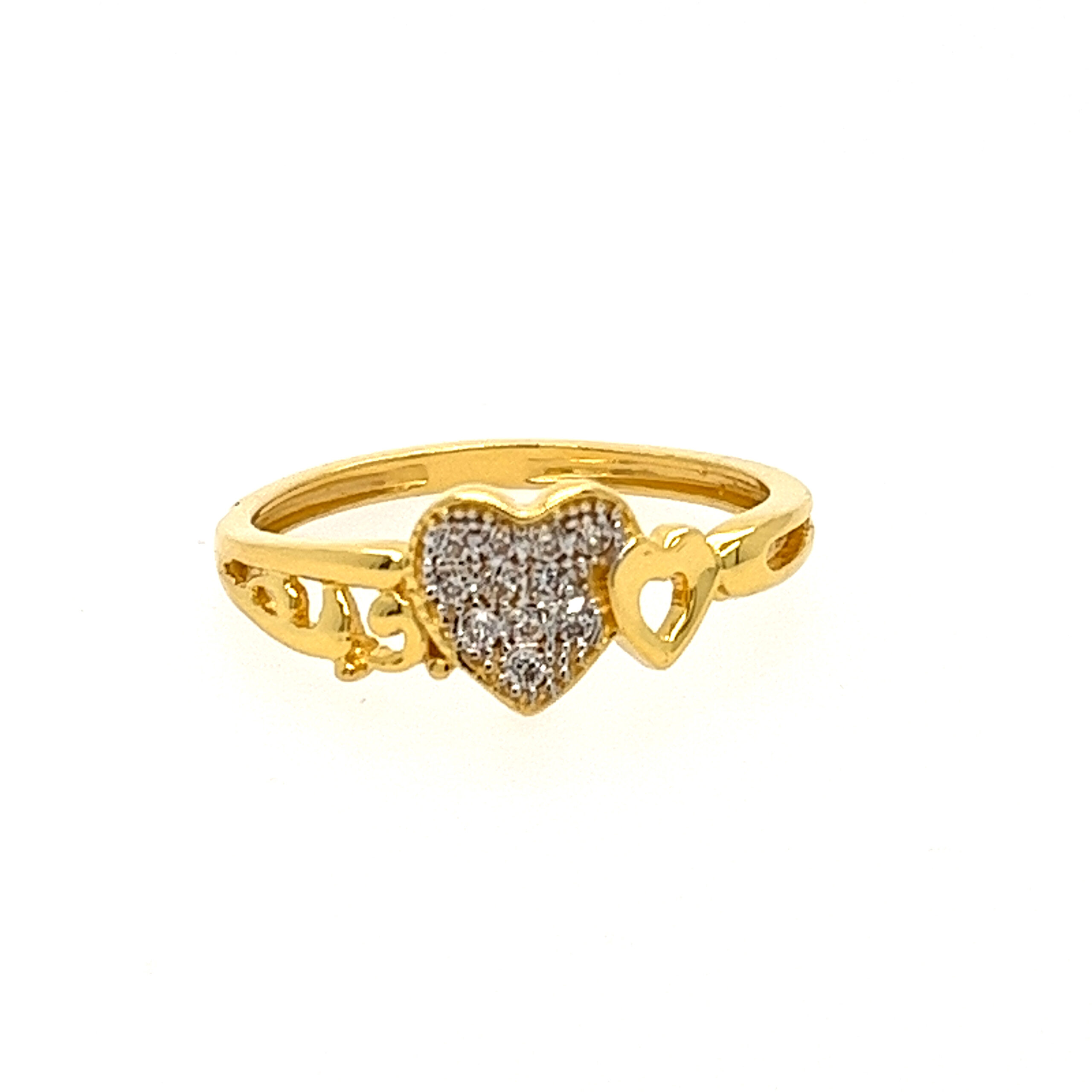 22k Yellow Gold Pretty Heart CZ Ring - Image 2
