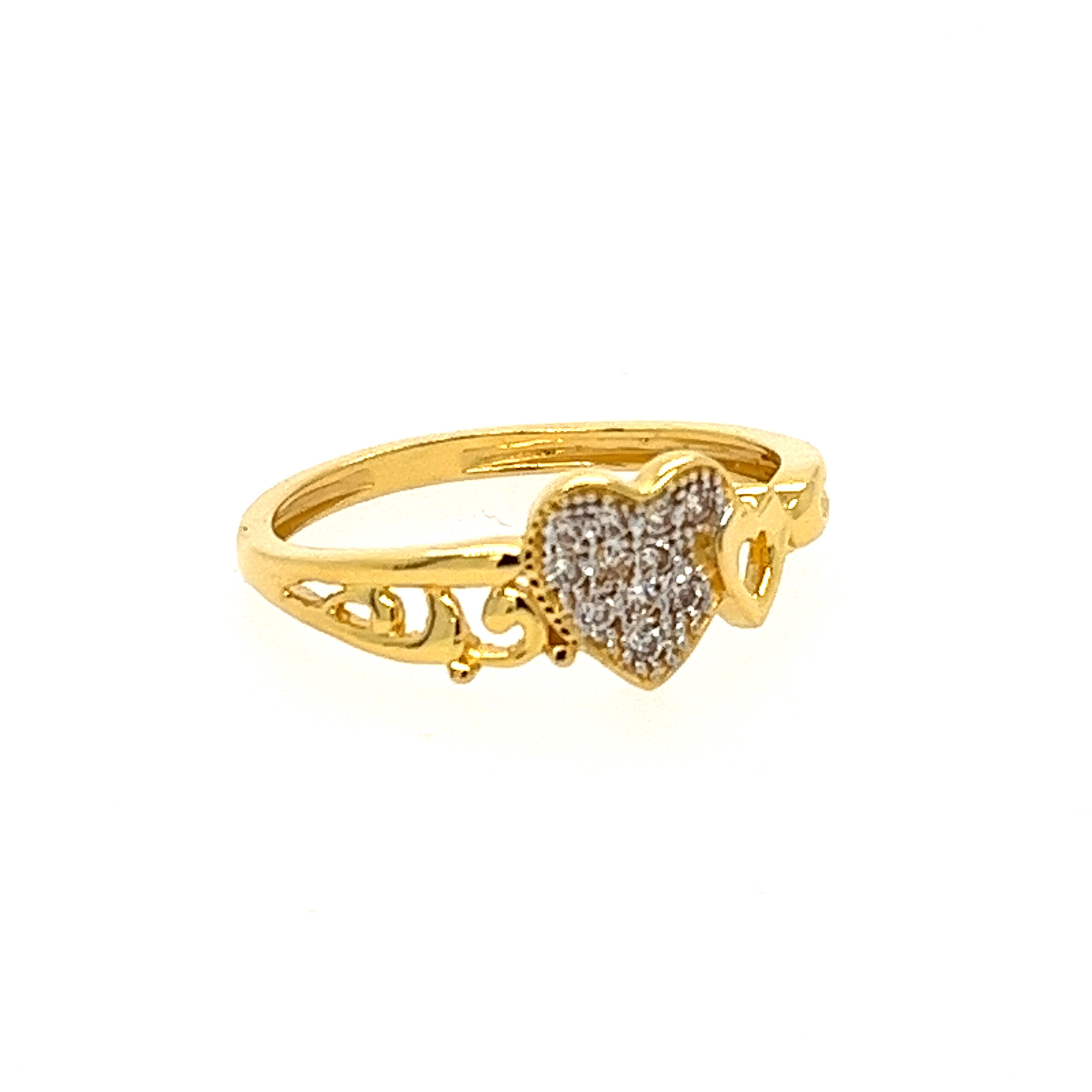 22k Yellow Gold Pretty Heart CZ Ring