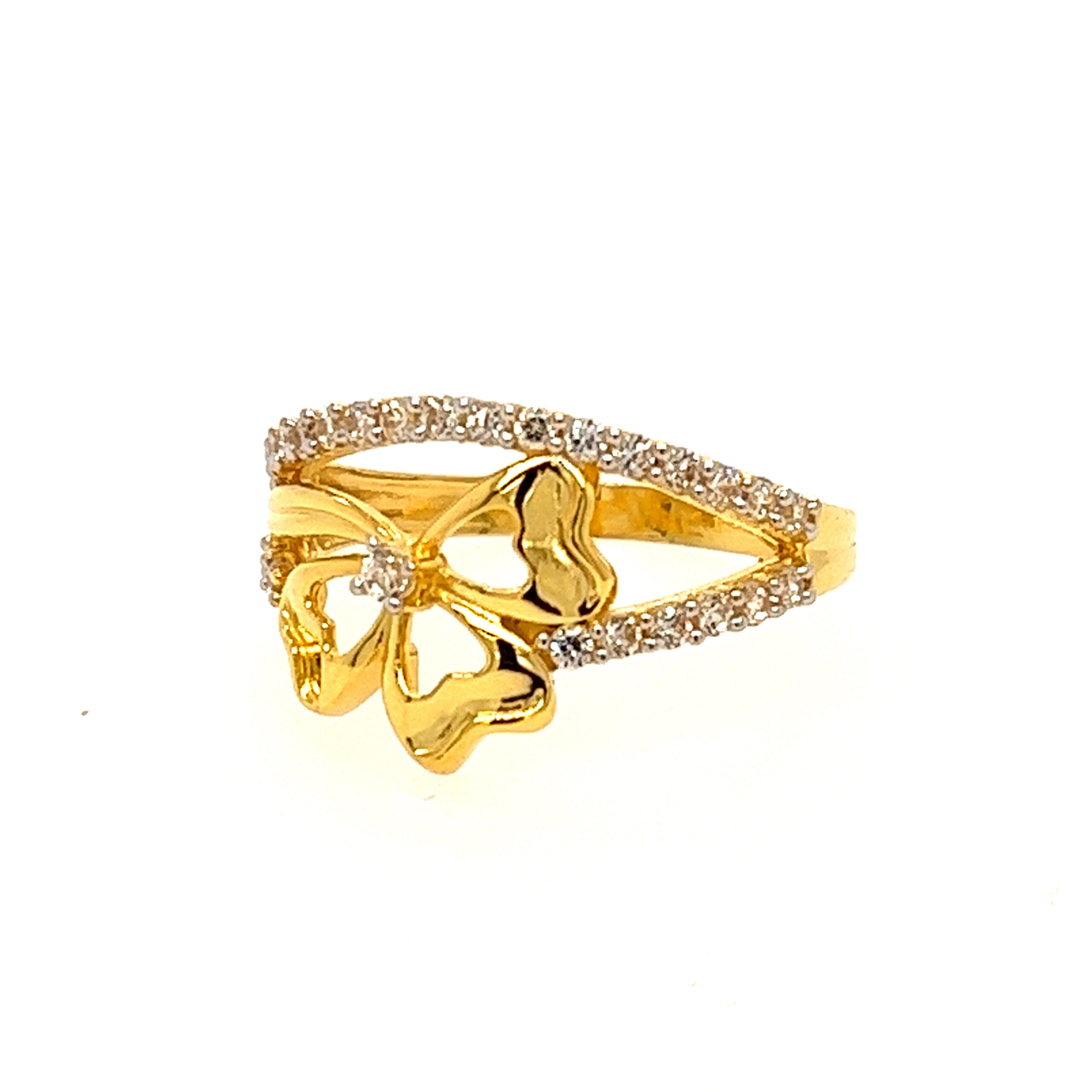 22k Yellow Gold Attractive Bow Cutout CZ Ring - Image 2