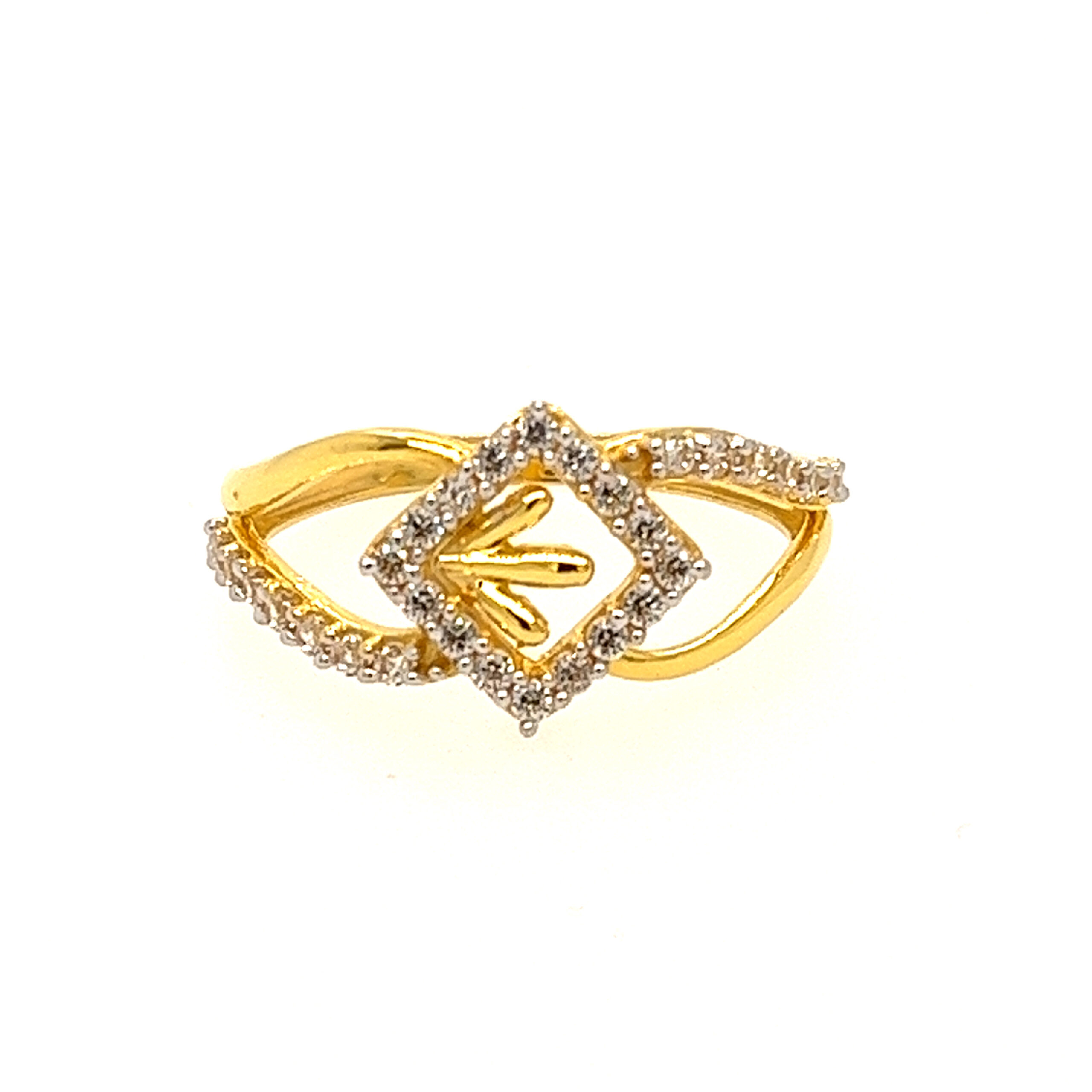 22k Yellow Gold Unique CZ Ring - Image 2