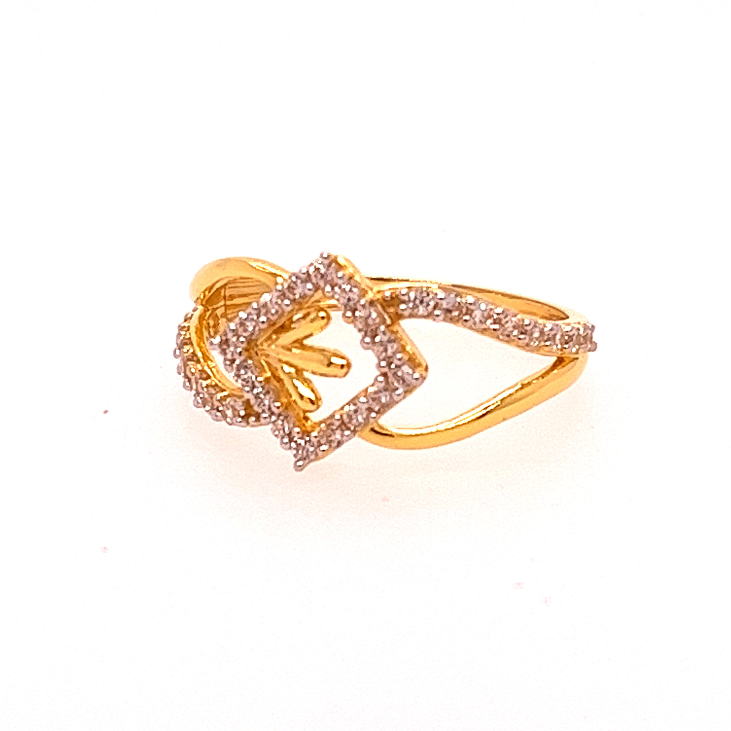 22k Yellow Gold Unique  CZ Ring
