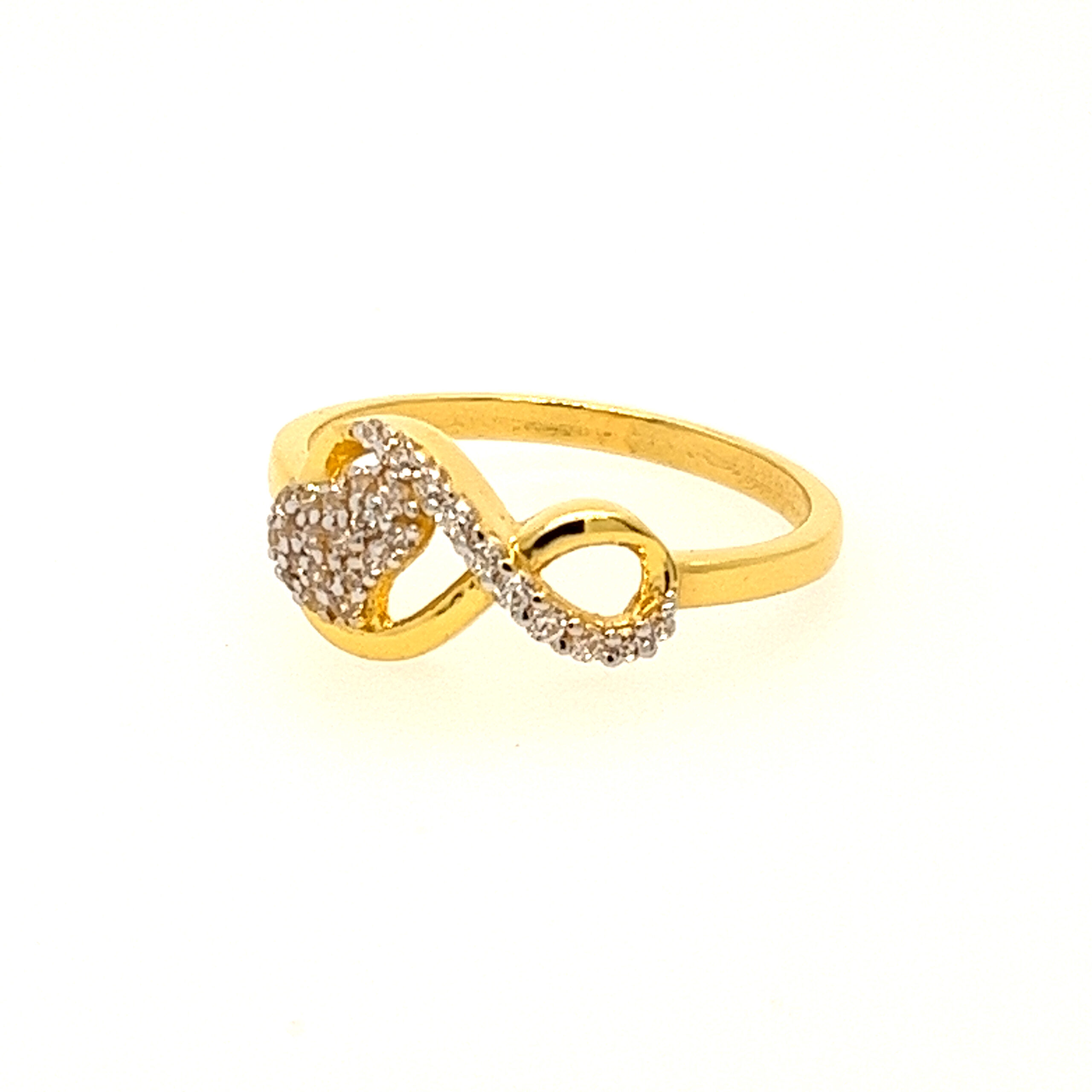 22k Yellow Gold Loopy Bends CZ Ring - Image 2