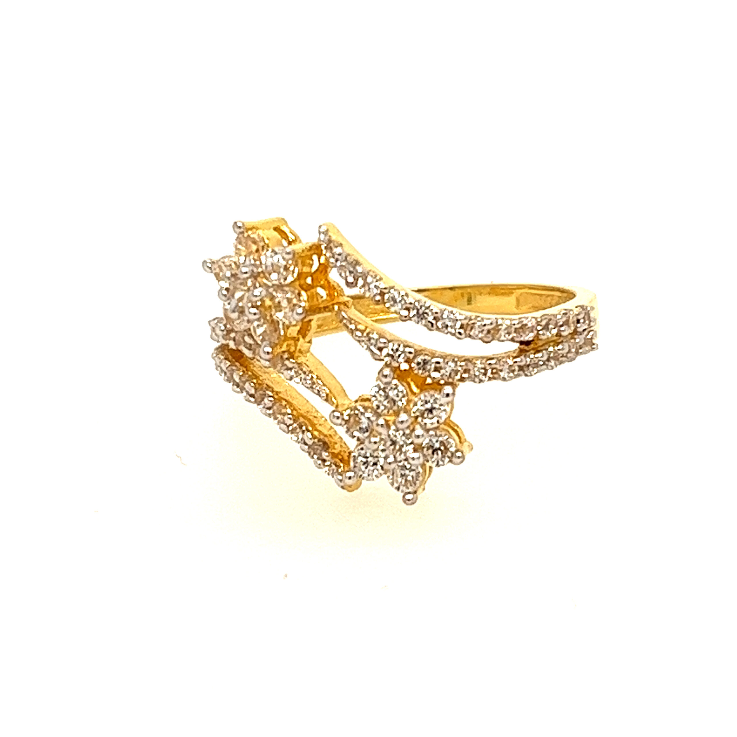 22k Yellow Gold Floral CZ Ring