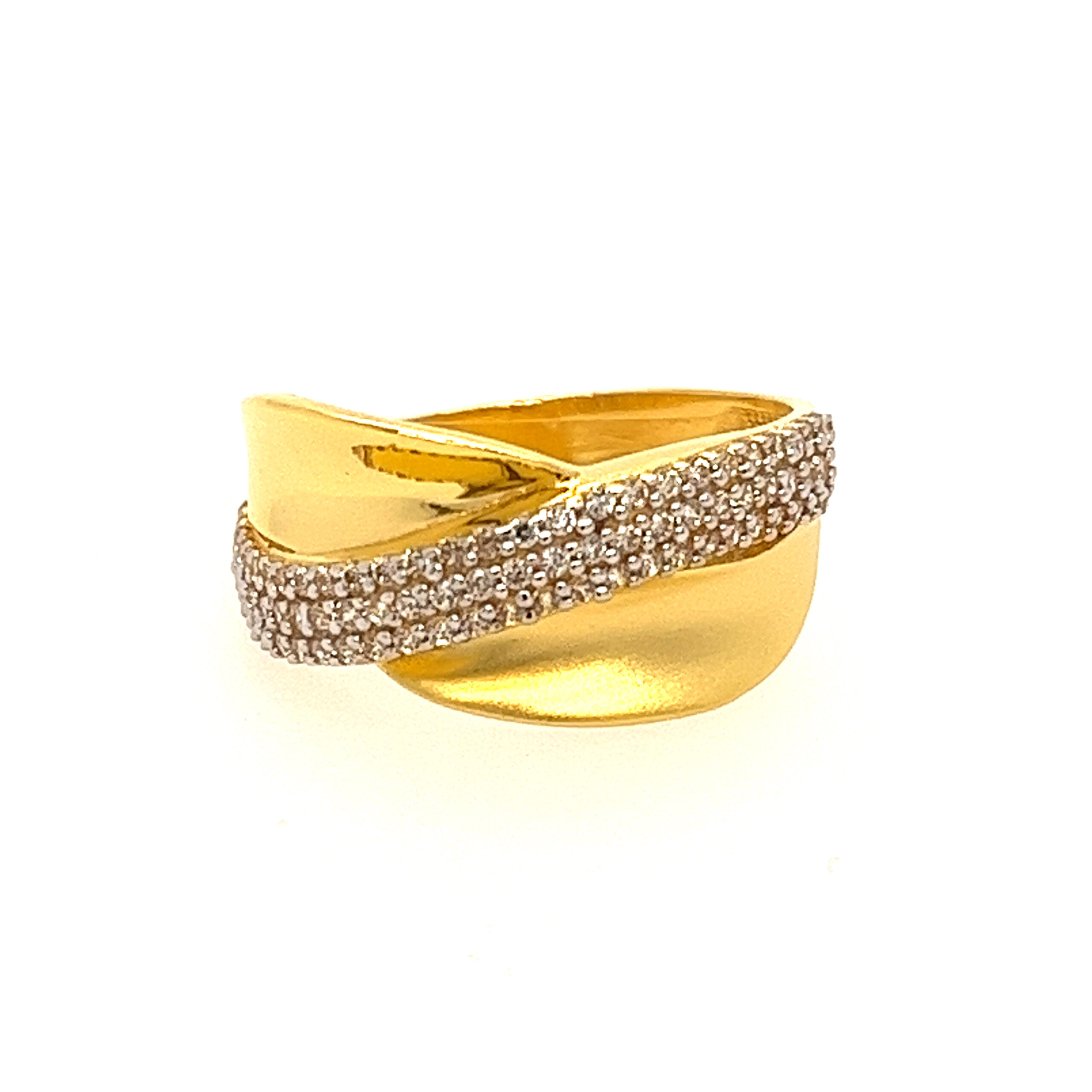 22k Yellow Gold Stylish CZ Ring - Image 2