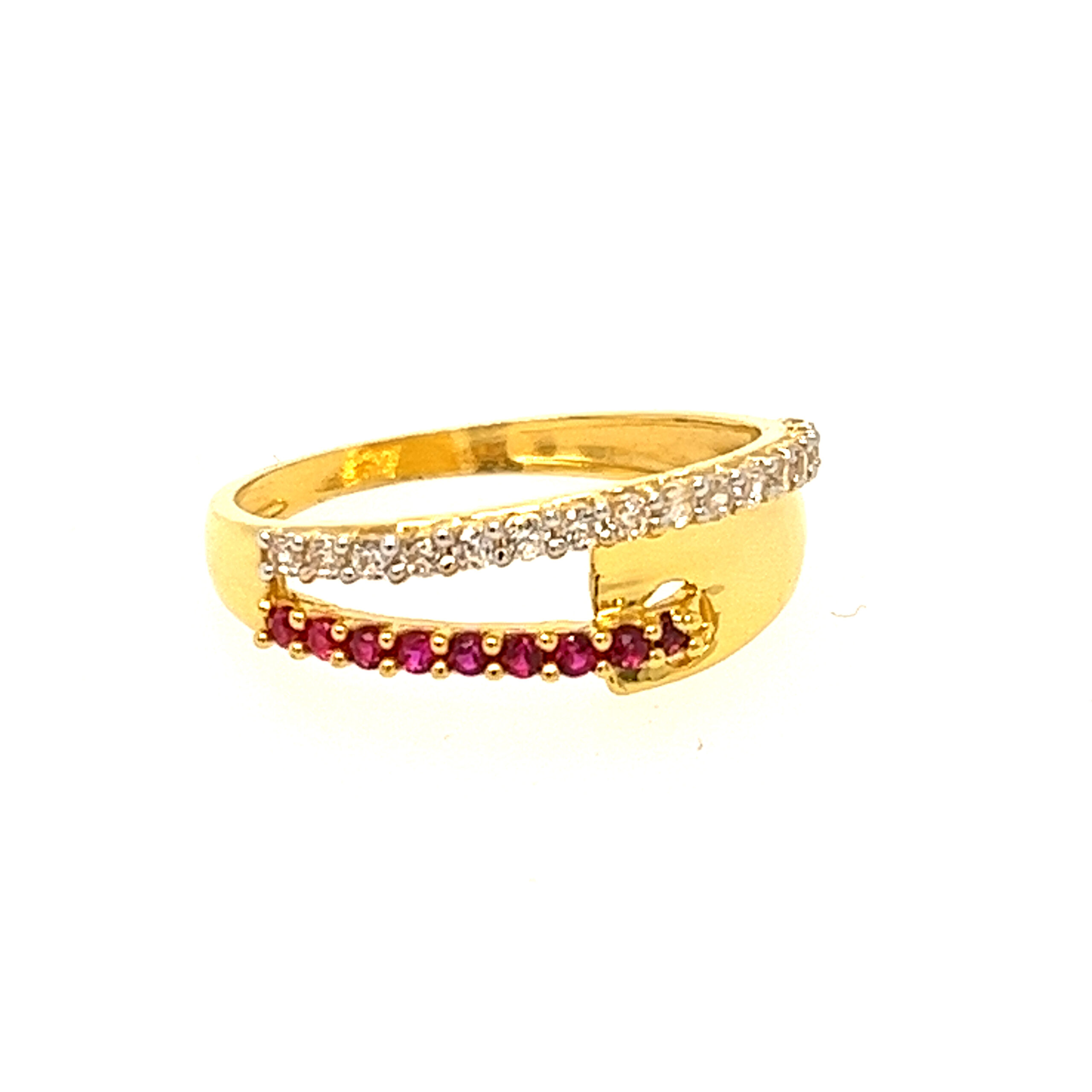 22k Yellow Gold Elegant CZ Ring - Image 2