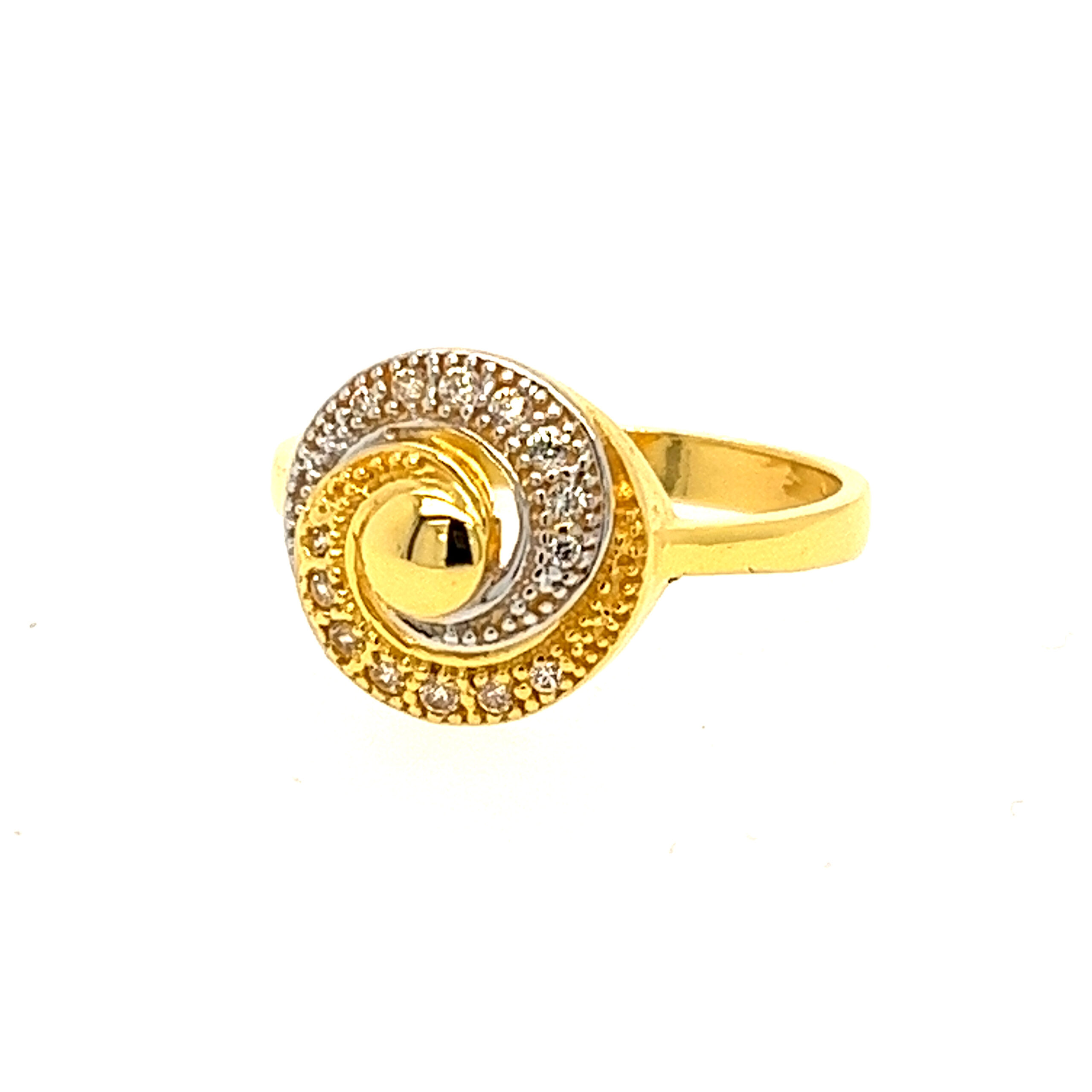 22k Yellow Gold Sparkling Circle CZ Ring - Image 2