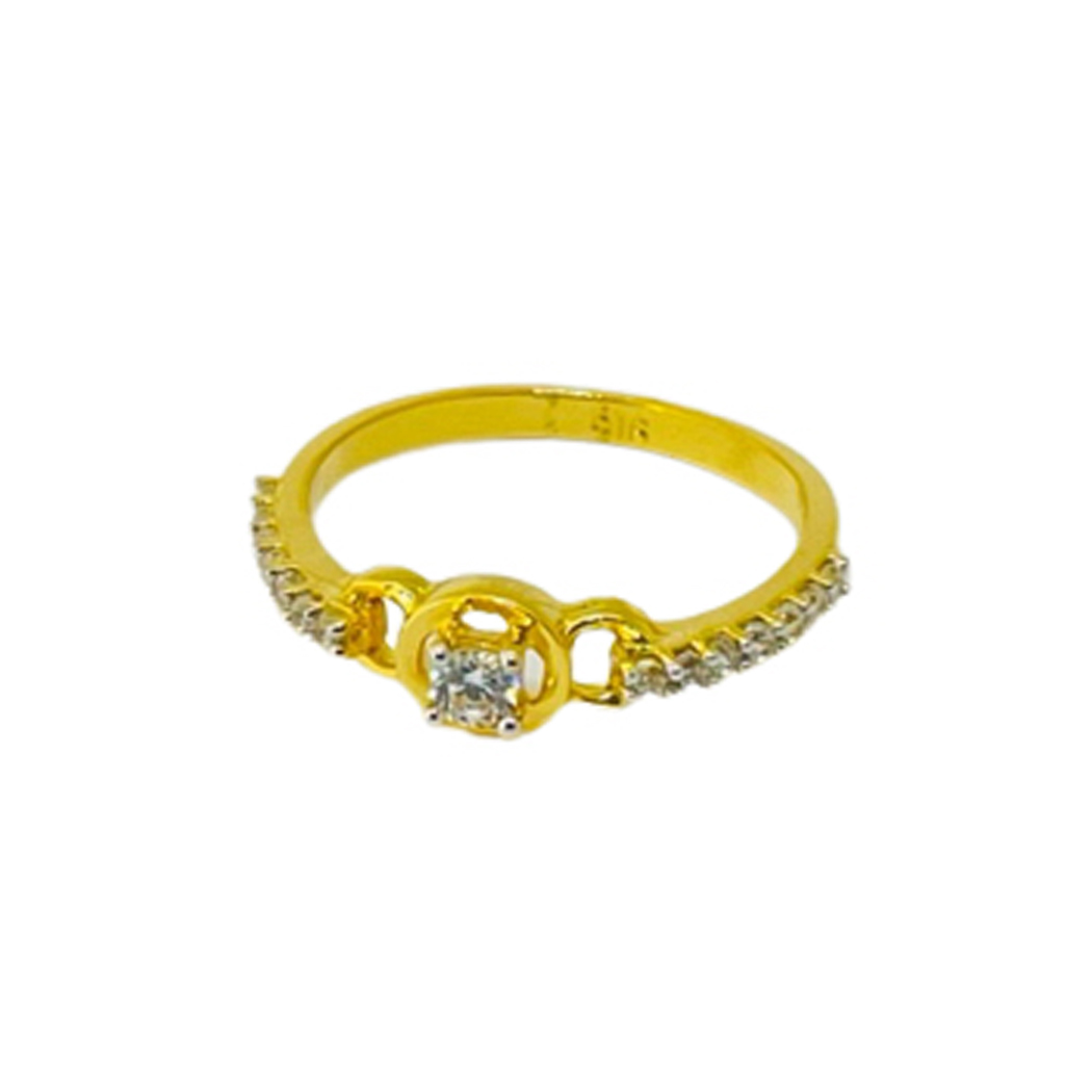 22k Yellow Gold Fancy Single Stone CZ Ring