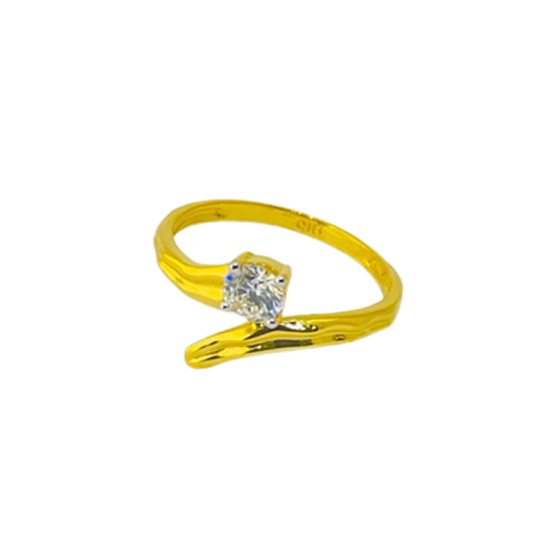22k Yellow Gold Curvy Single Stone CZ Ring