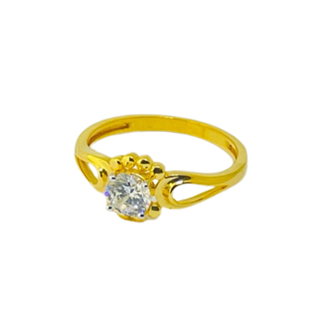 22k Yellow Gold Single Stone CZ Ring