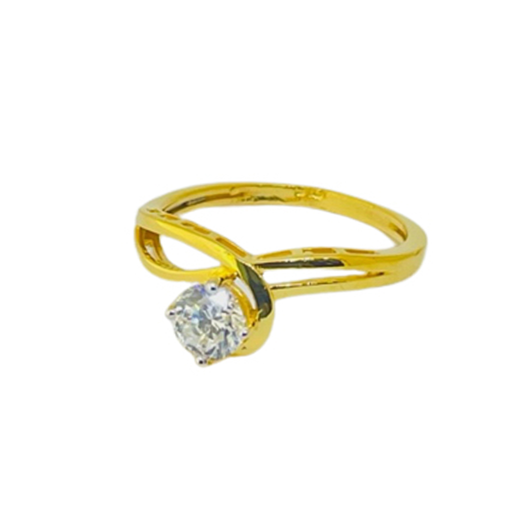 22k Yellow Gold Beautiful Single Stone CZ Ring