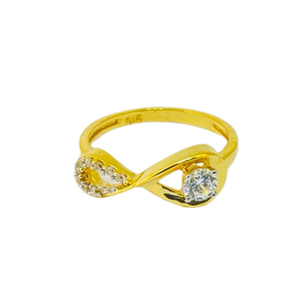 22k Yellow Gold Elite Curvy CZ Ring