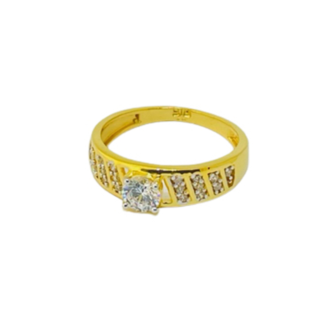 22k Yellow Gold Delite Single Stone CZ Ring
