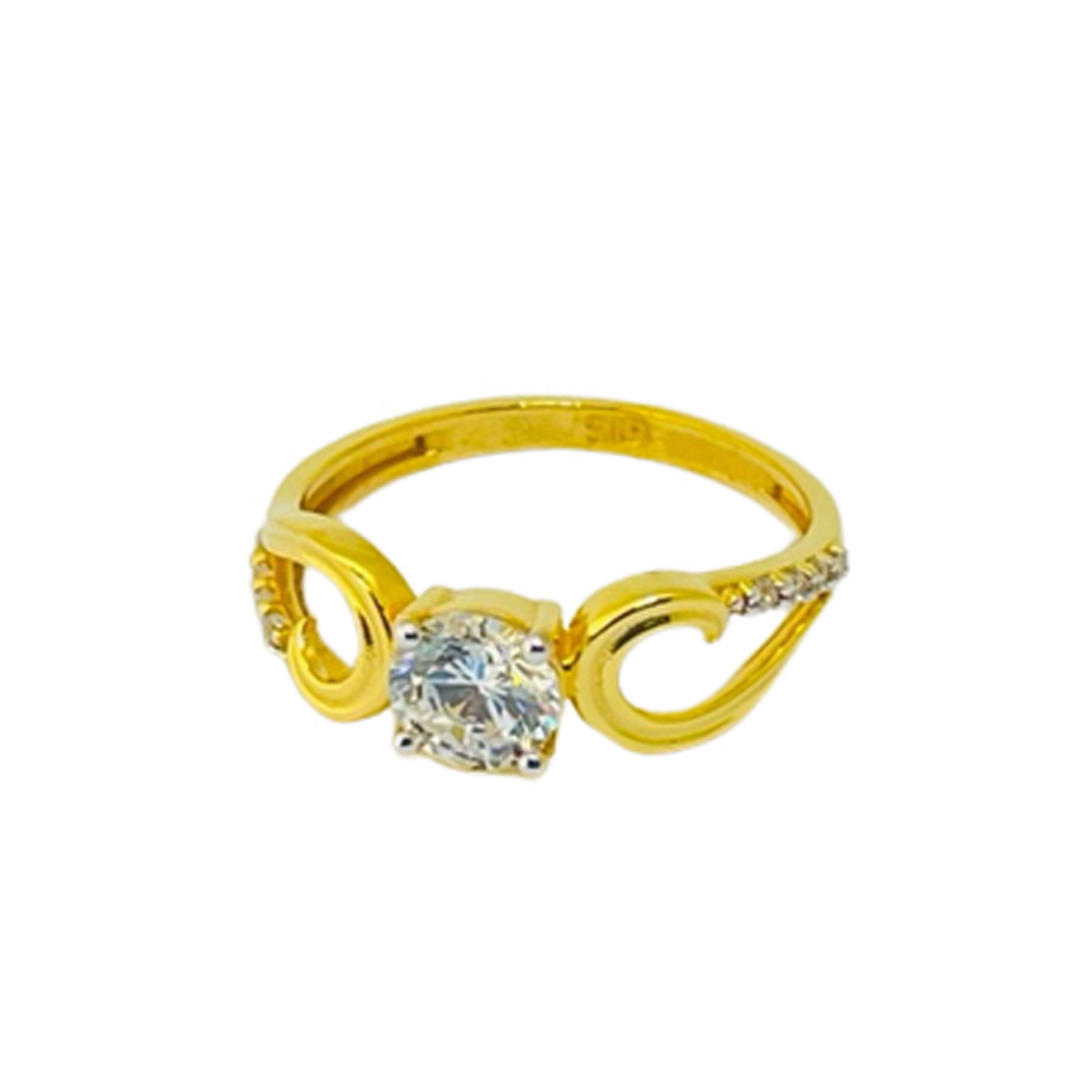 22k Yellow Gold Elite Single Stone CZ Ring