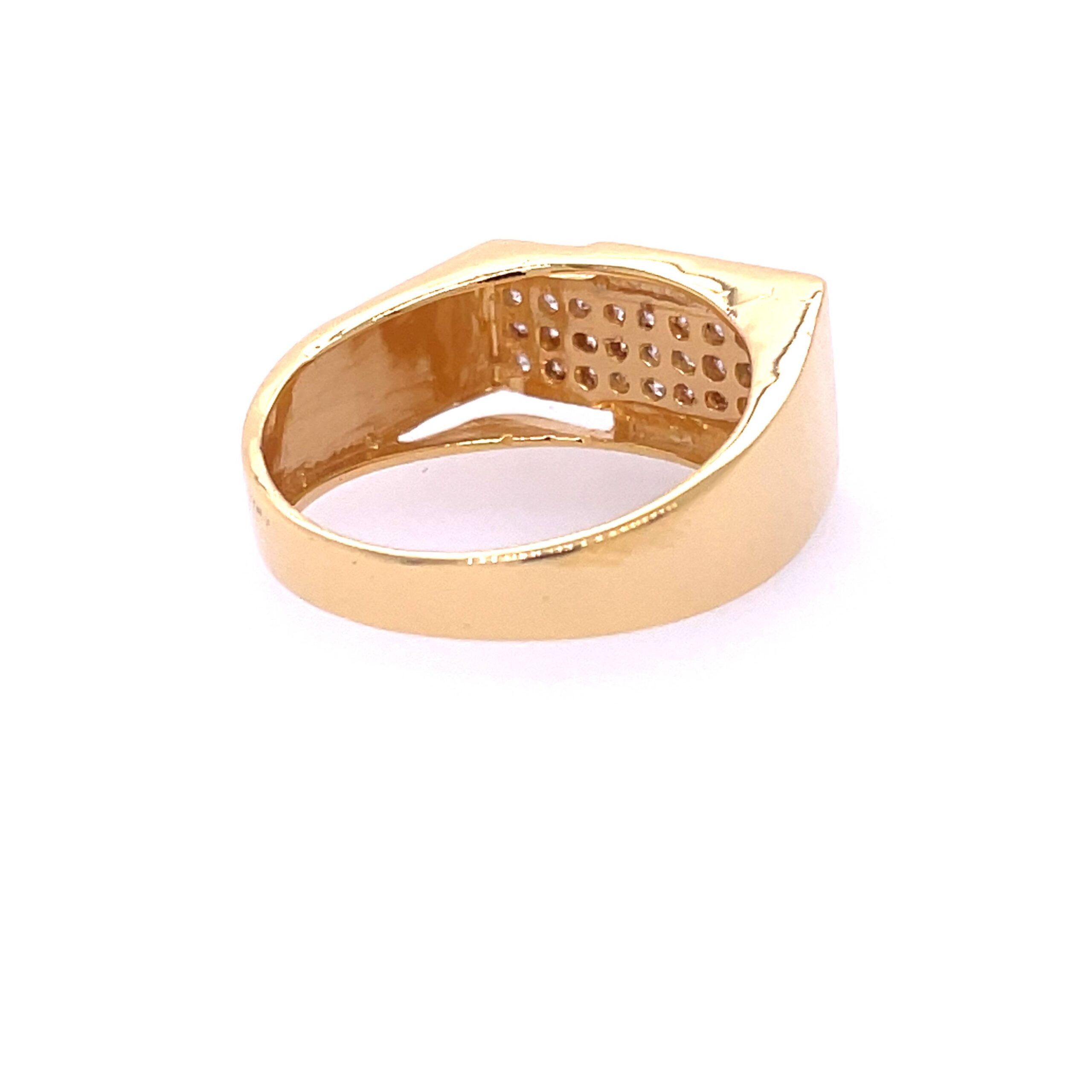 22k Yellow Gold Micro Setting Stone CZ Ring - Image 3