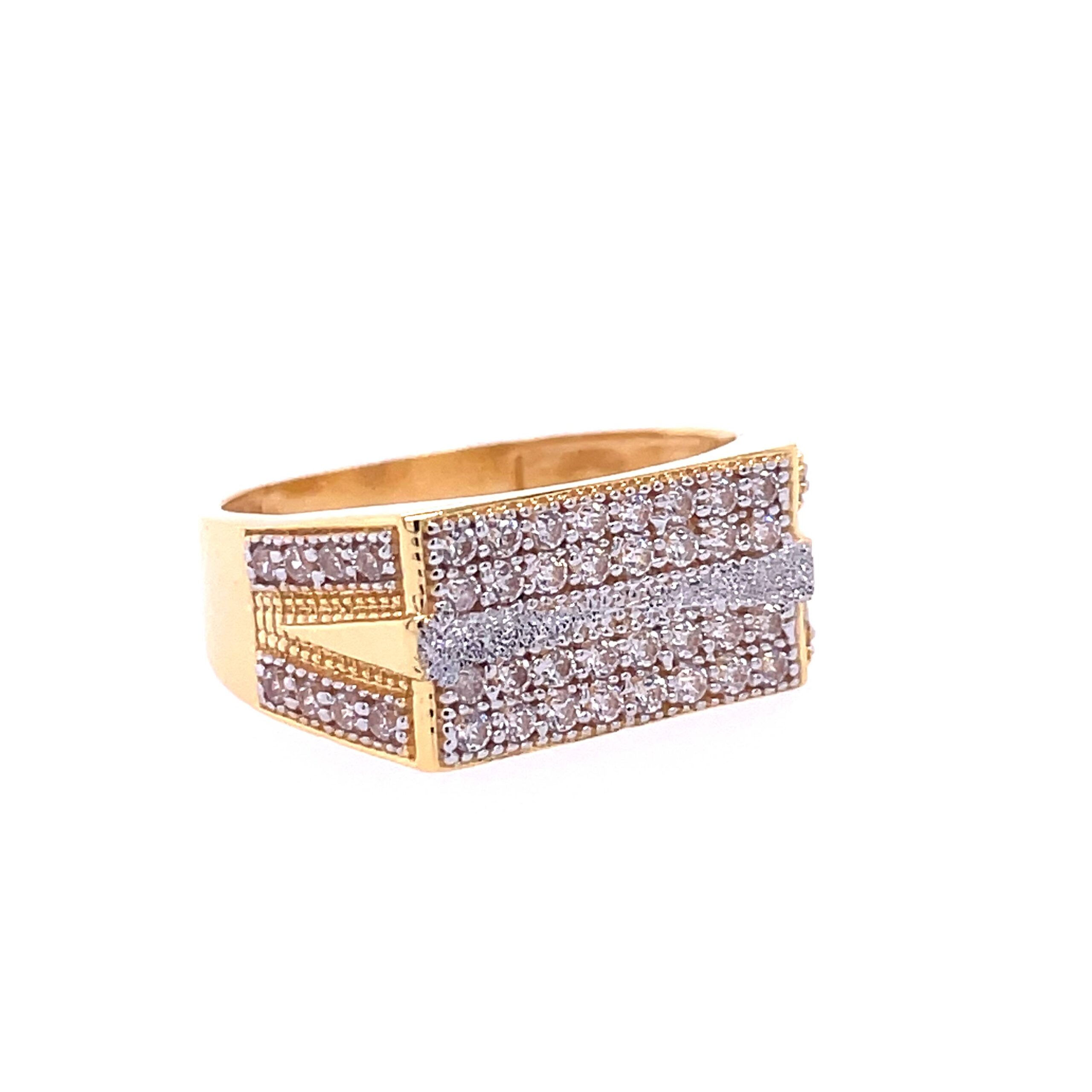 22k Yellow Gold Micro Setting Stone CZ Ring