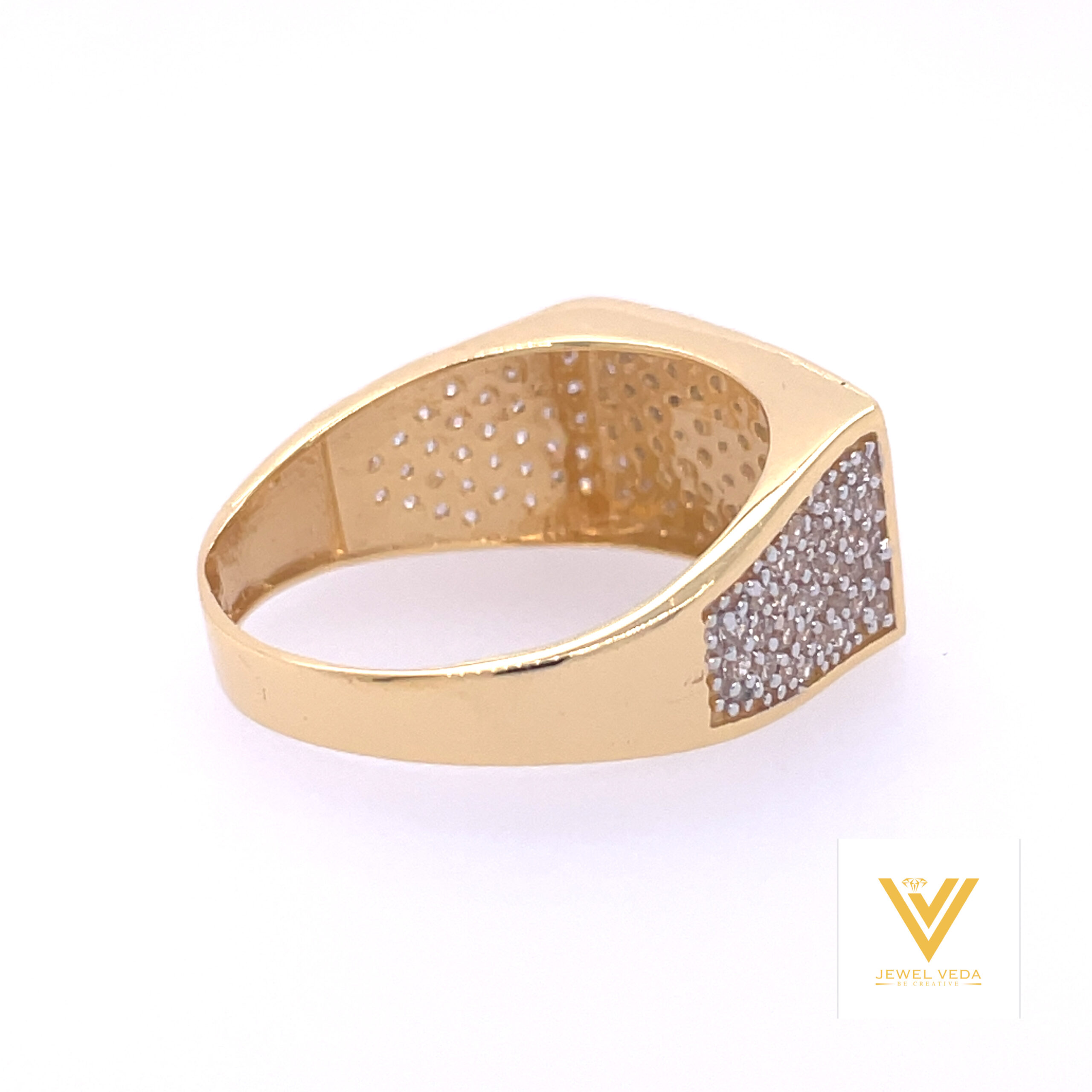 22k yellow gold micro setting stone cz ring - Image 3