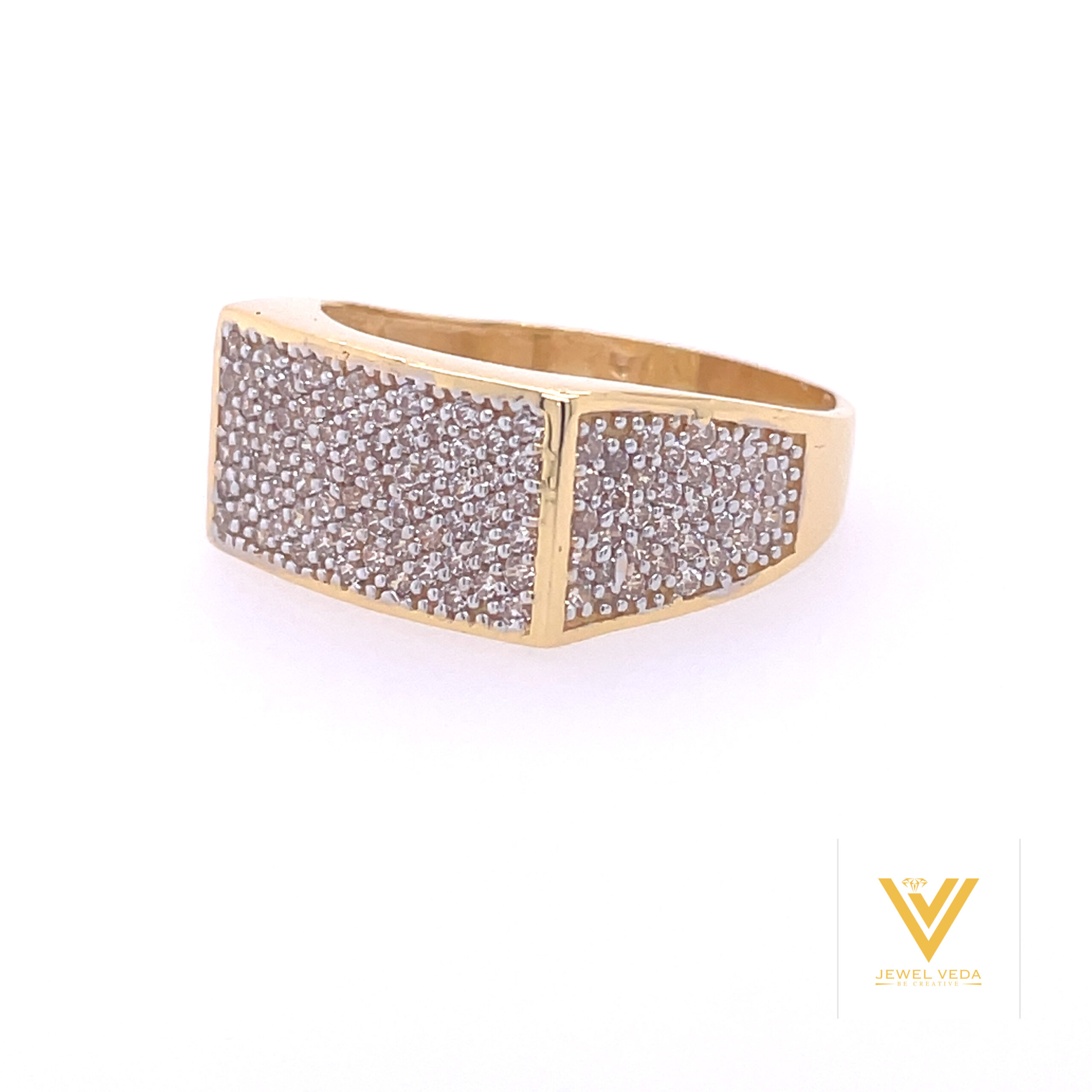 22k yellow gold micro setting stone cz ring