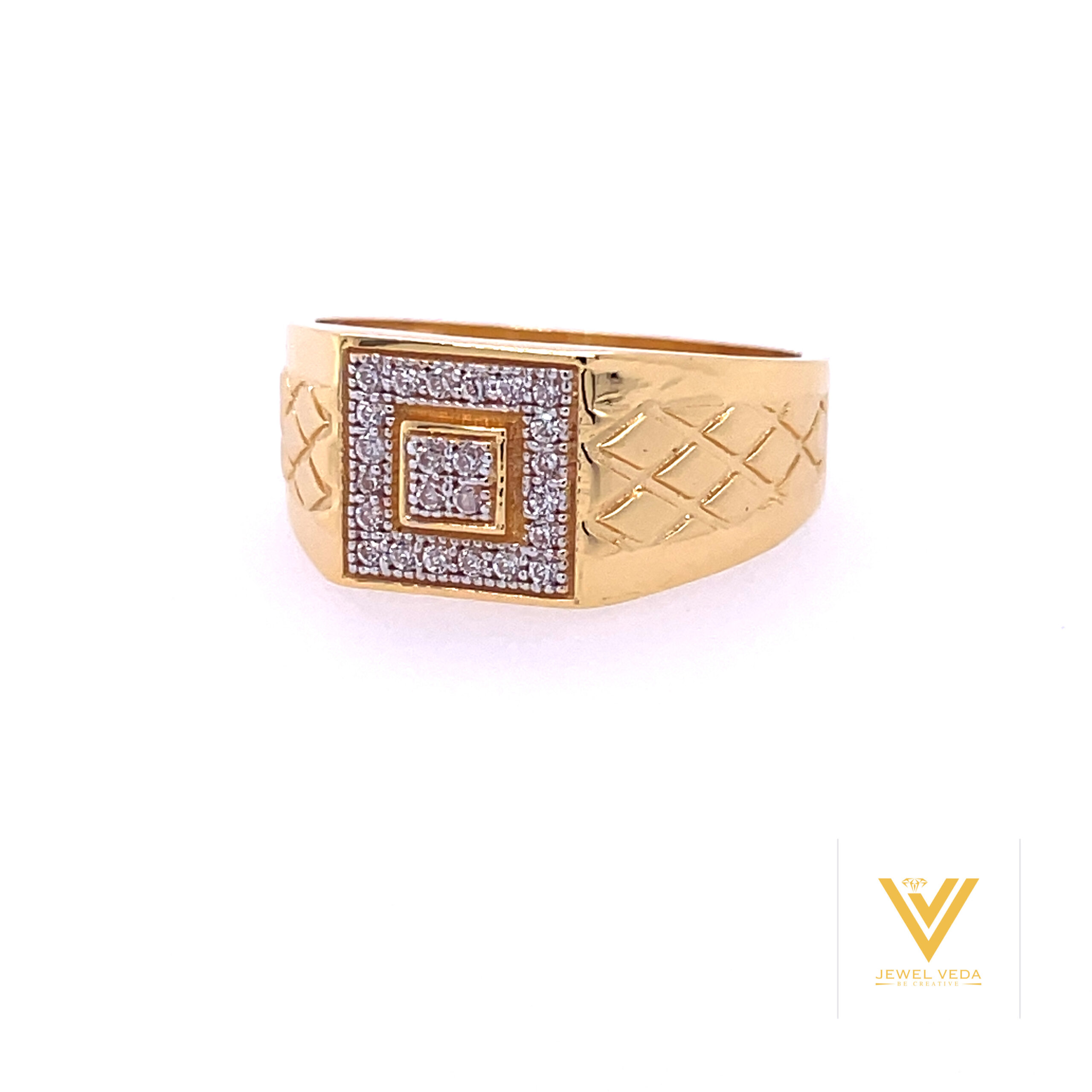 22k yellow gold micro setting stone cz ring