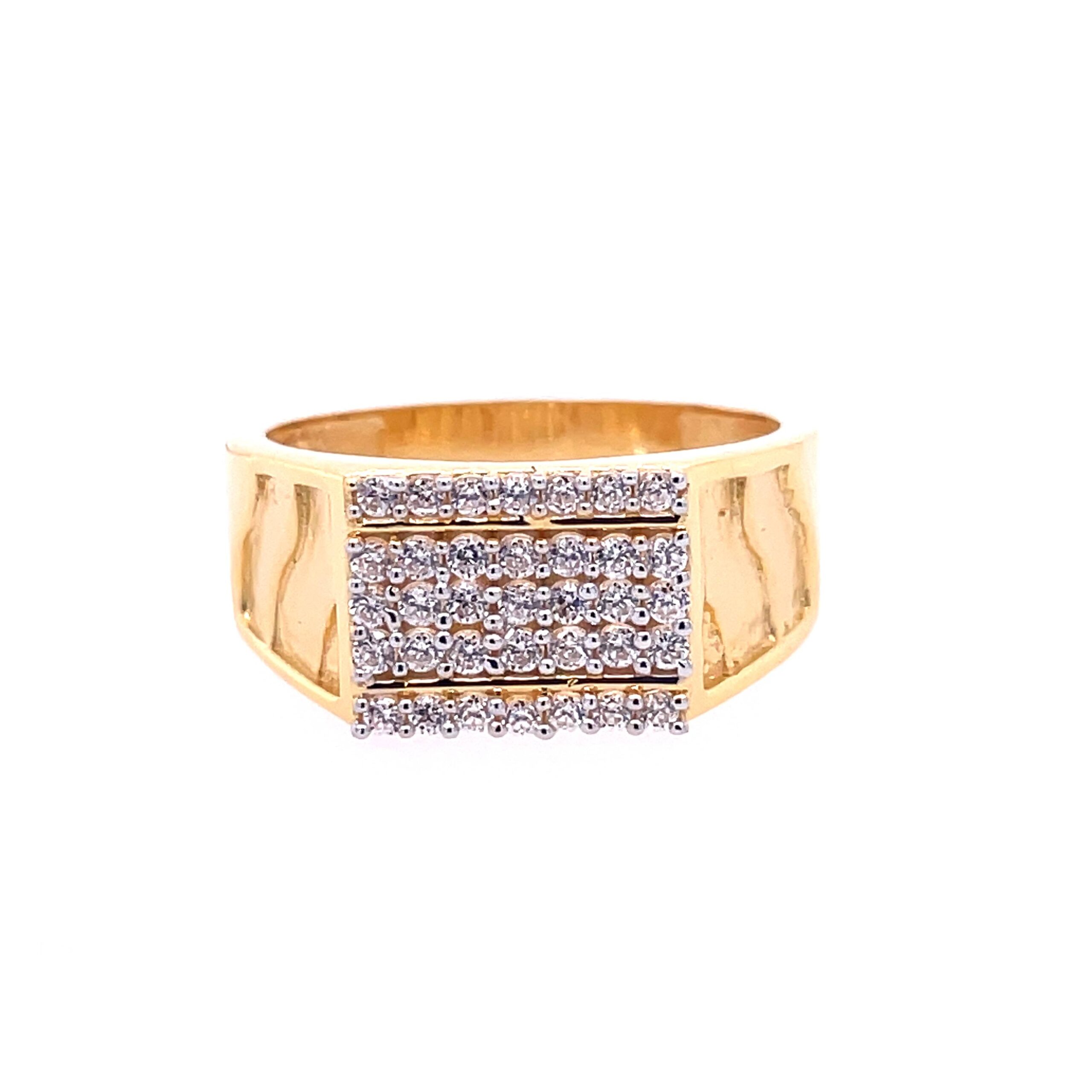 22k yellow gold micro setting stone cz ring - Image 2