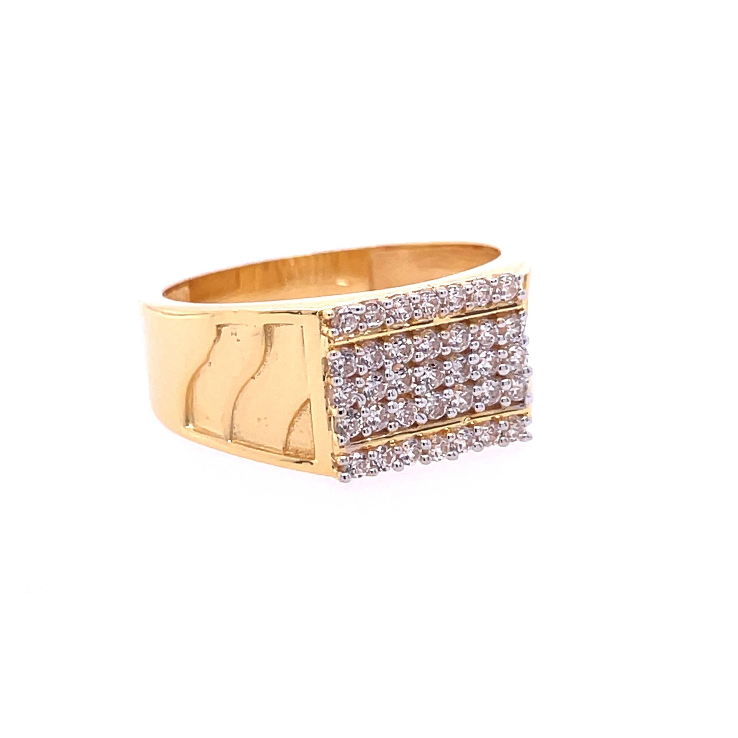 22k yellow gold micro setting stone cz ring