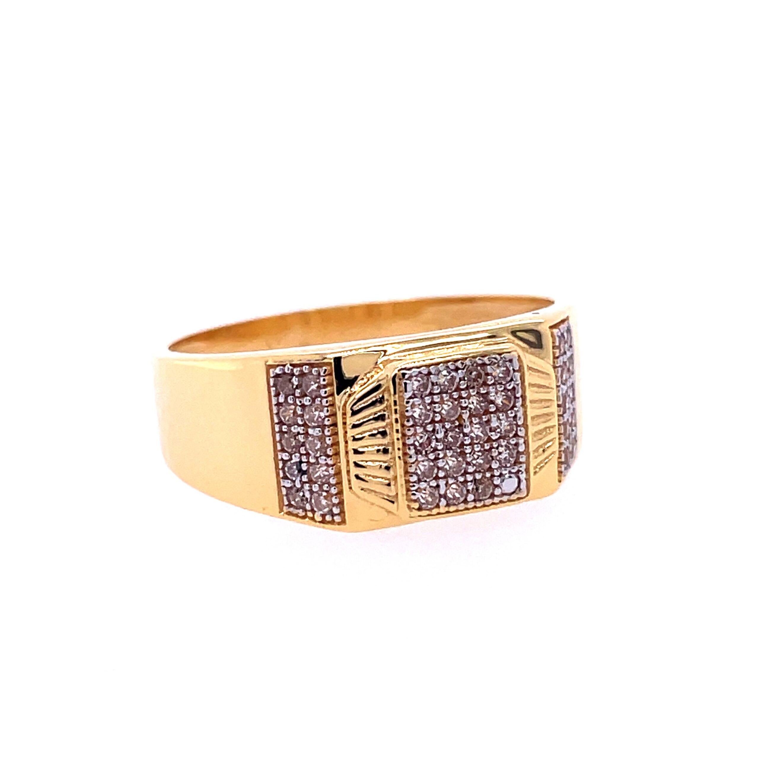 22k yellow gold micro setting stone cz ring