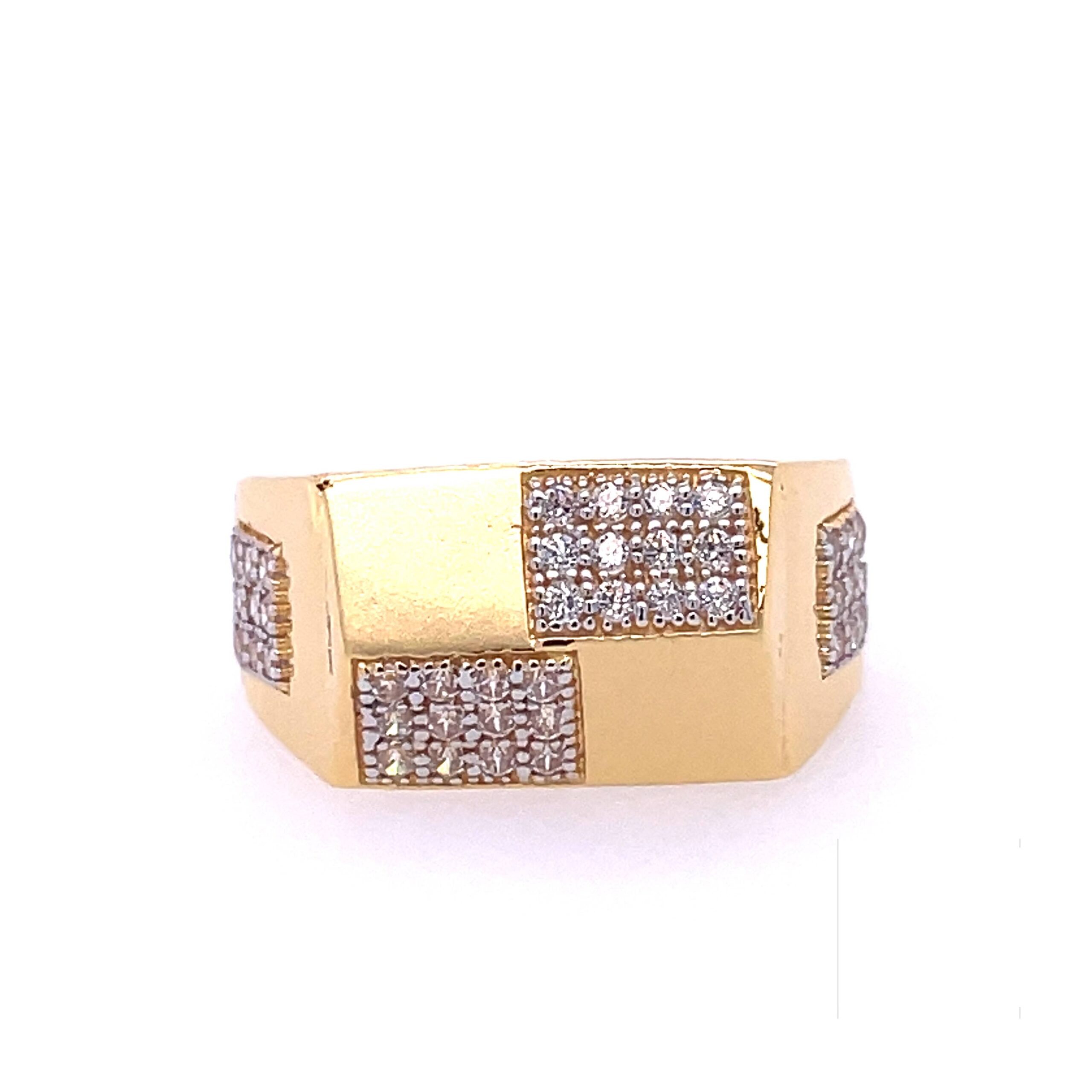 22k yellow gold micro setting stone cz ring - Image 2