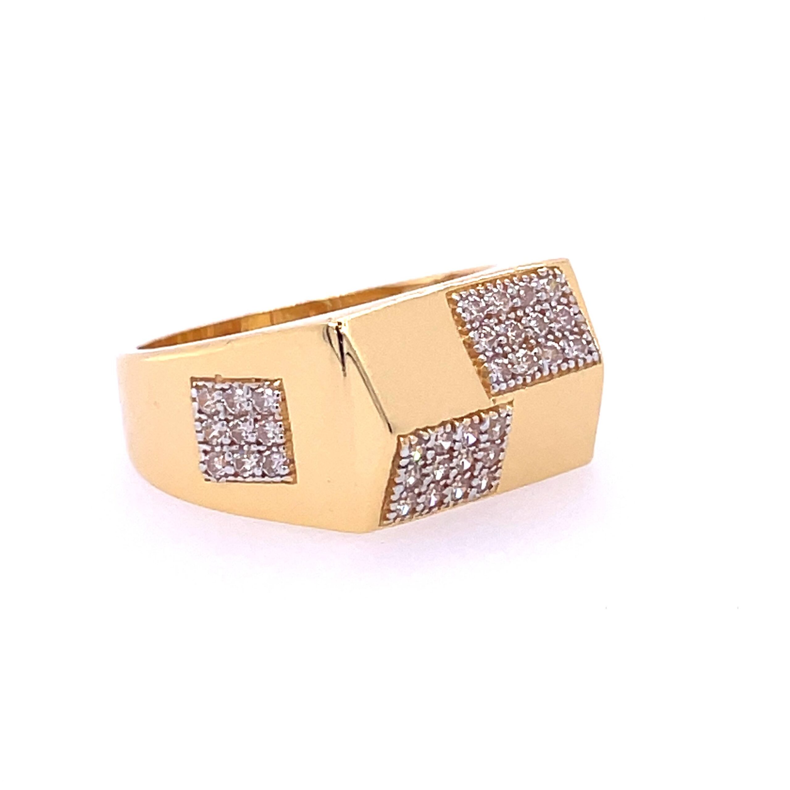 22k yellow gold micro setting stone cz ring