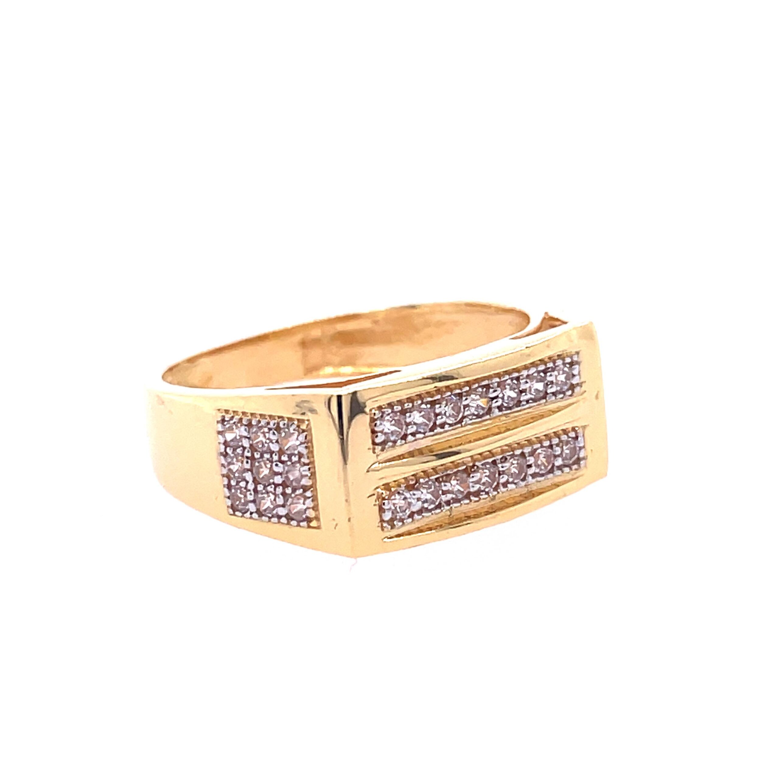 22k yellow gold micro setting stone cz ring - Image 3