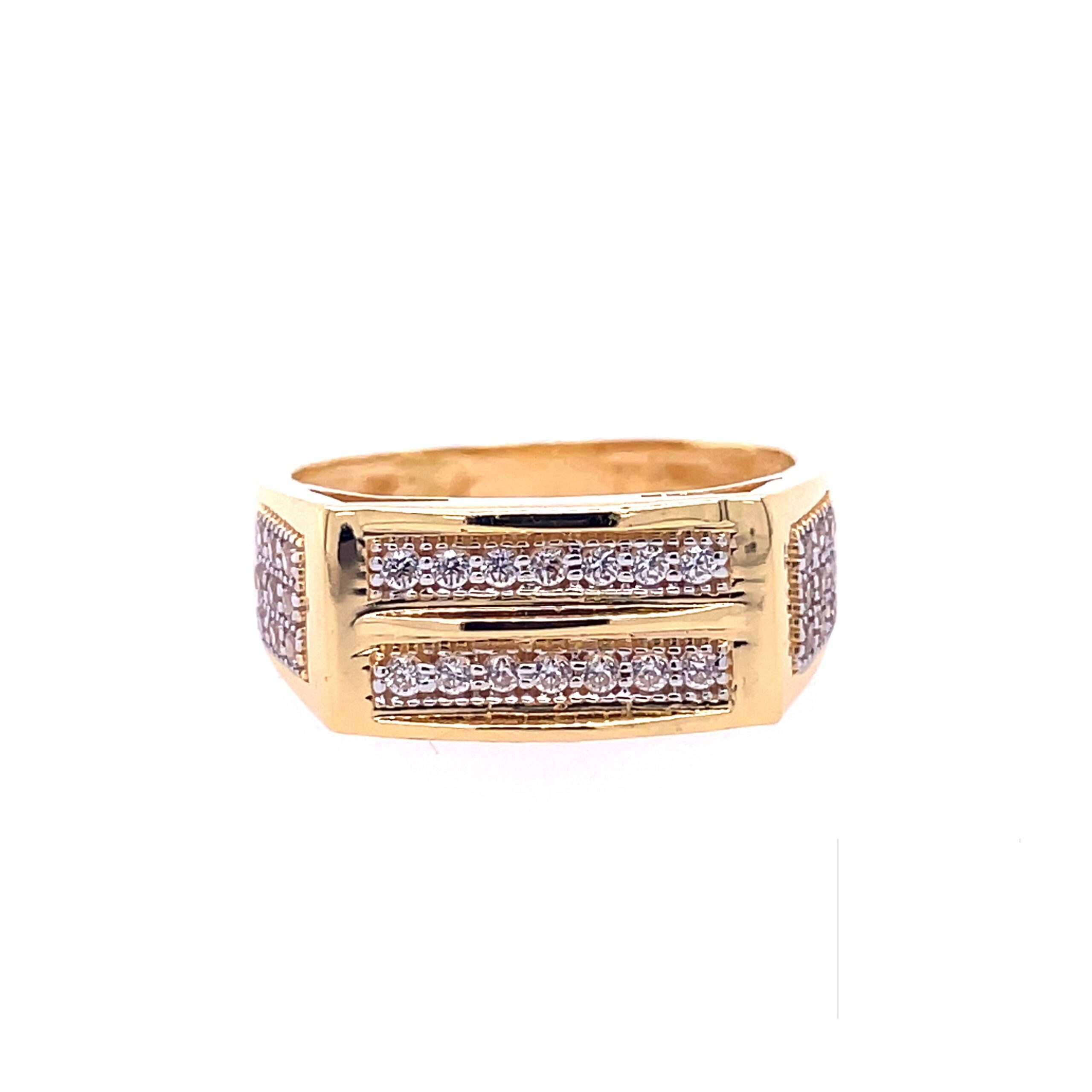 22k yellow gold micro setting stone cz ring - Image 2