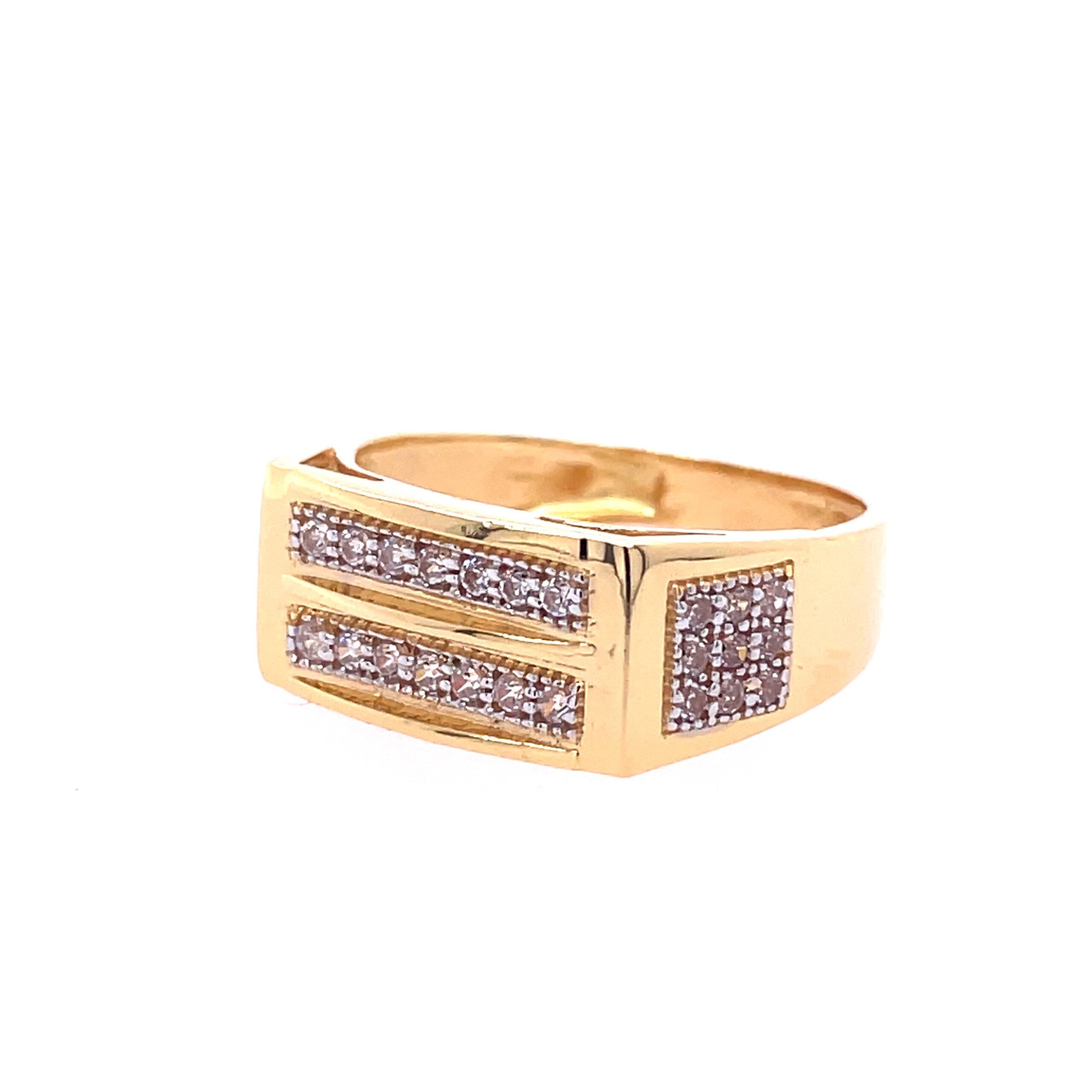 22k yellow gold micro setting stone cz ring