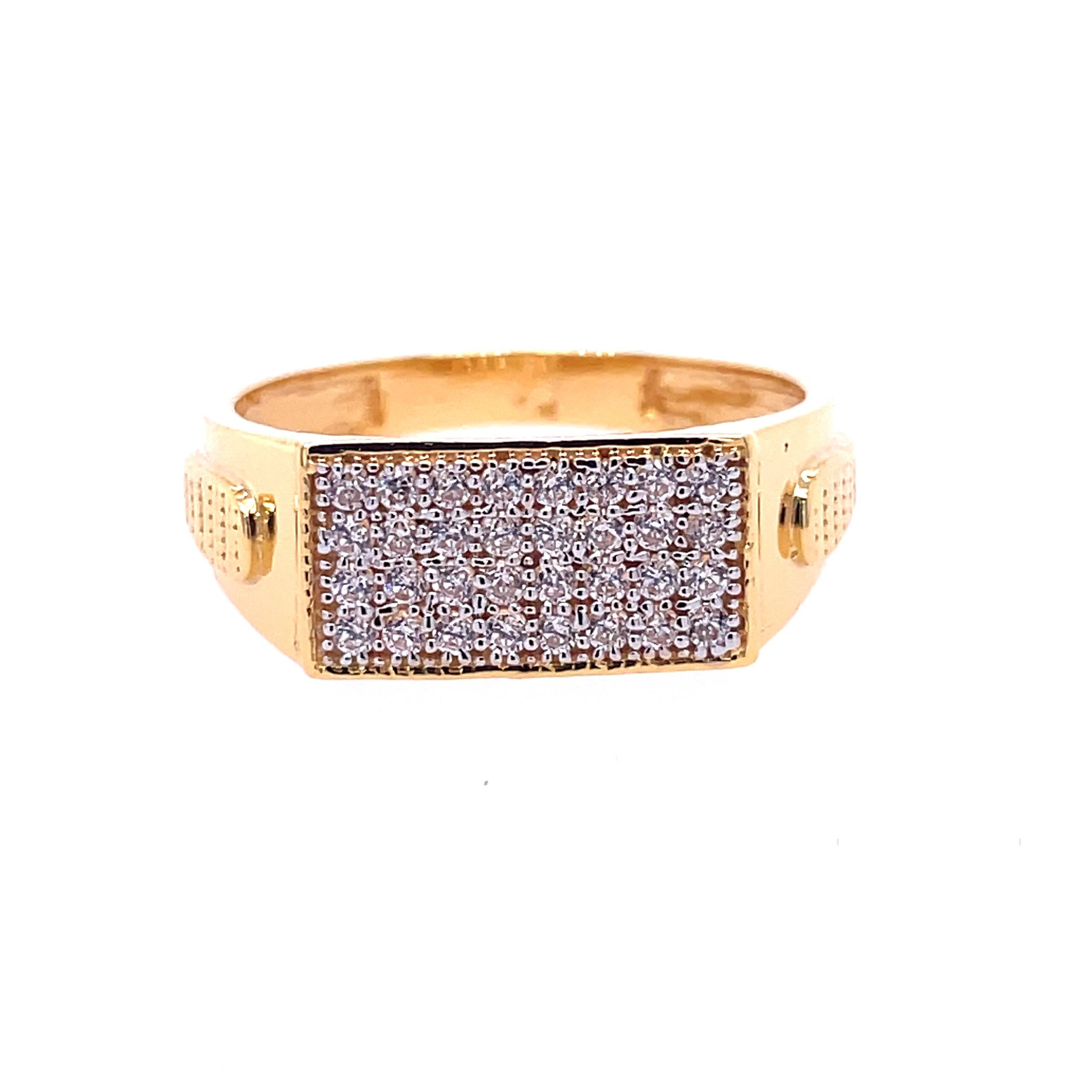 22k yellow gold micro setting stone cz ring - Image 2