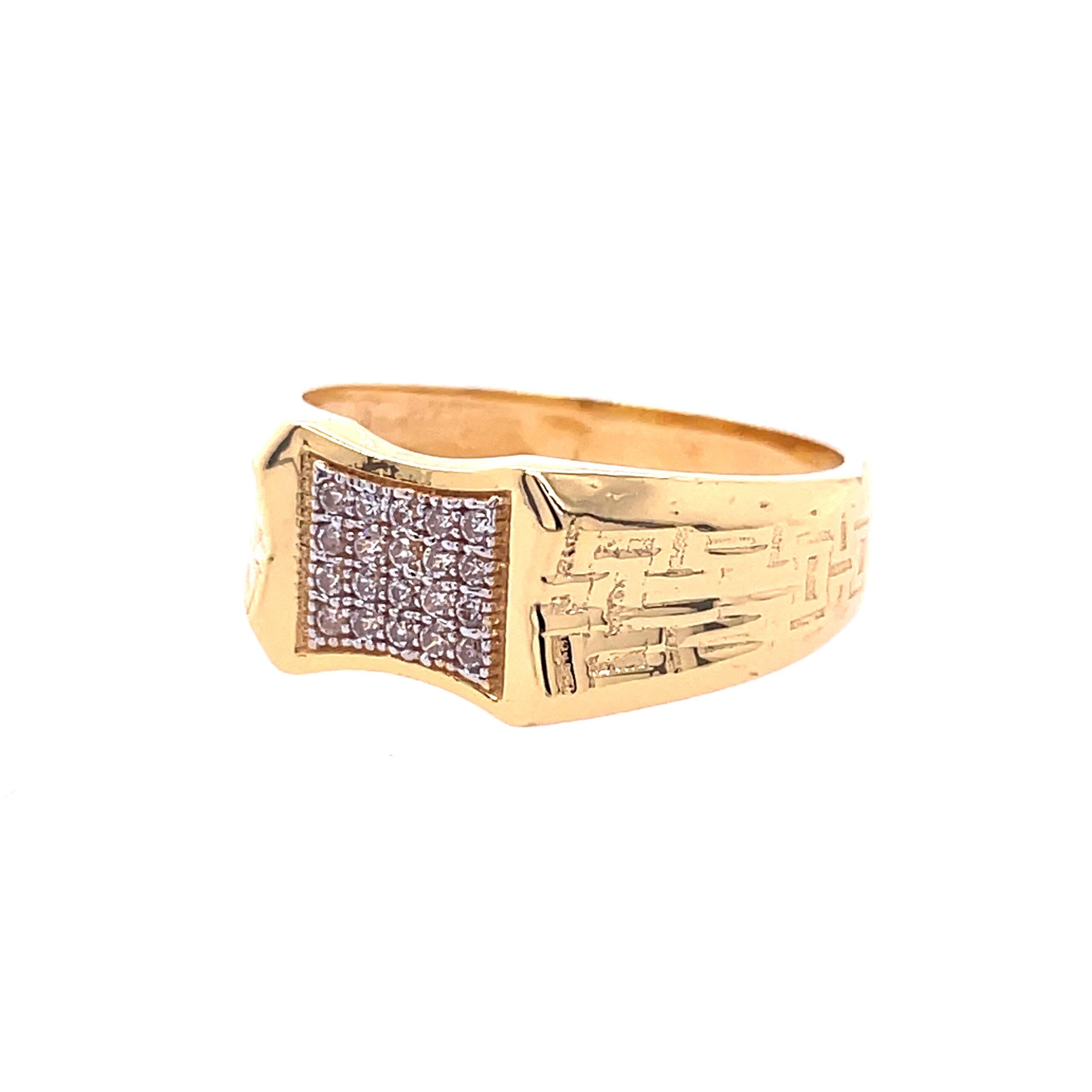 22k yellow gold micro setting stone cz ring - Image 3