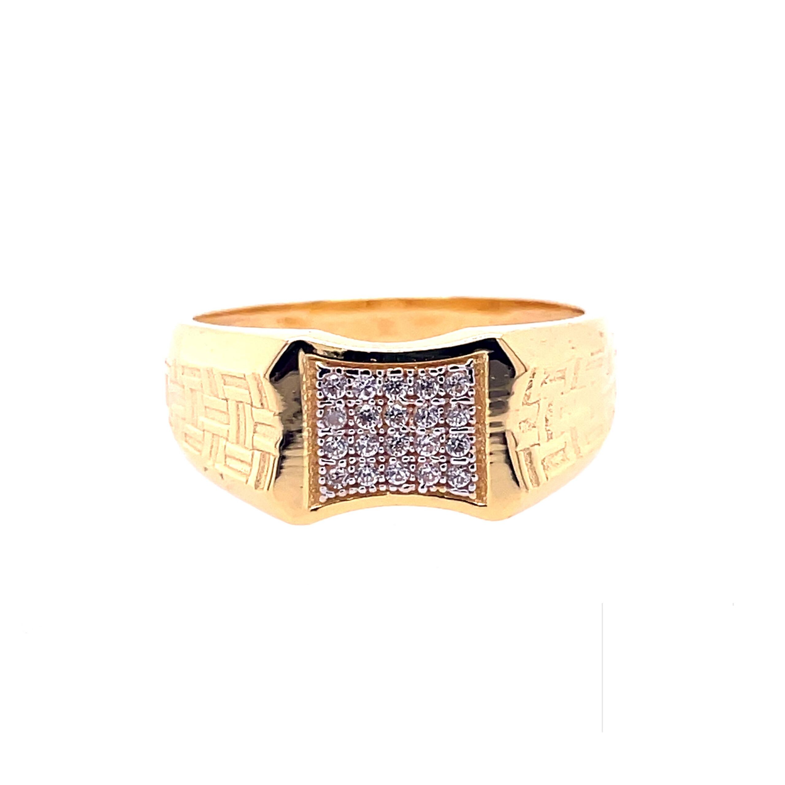 22k yellow gold micro setting stone cz ring - Image 2