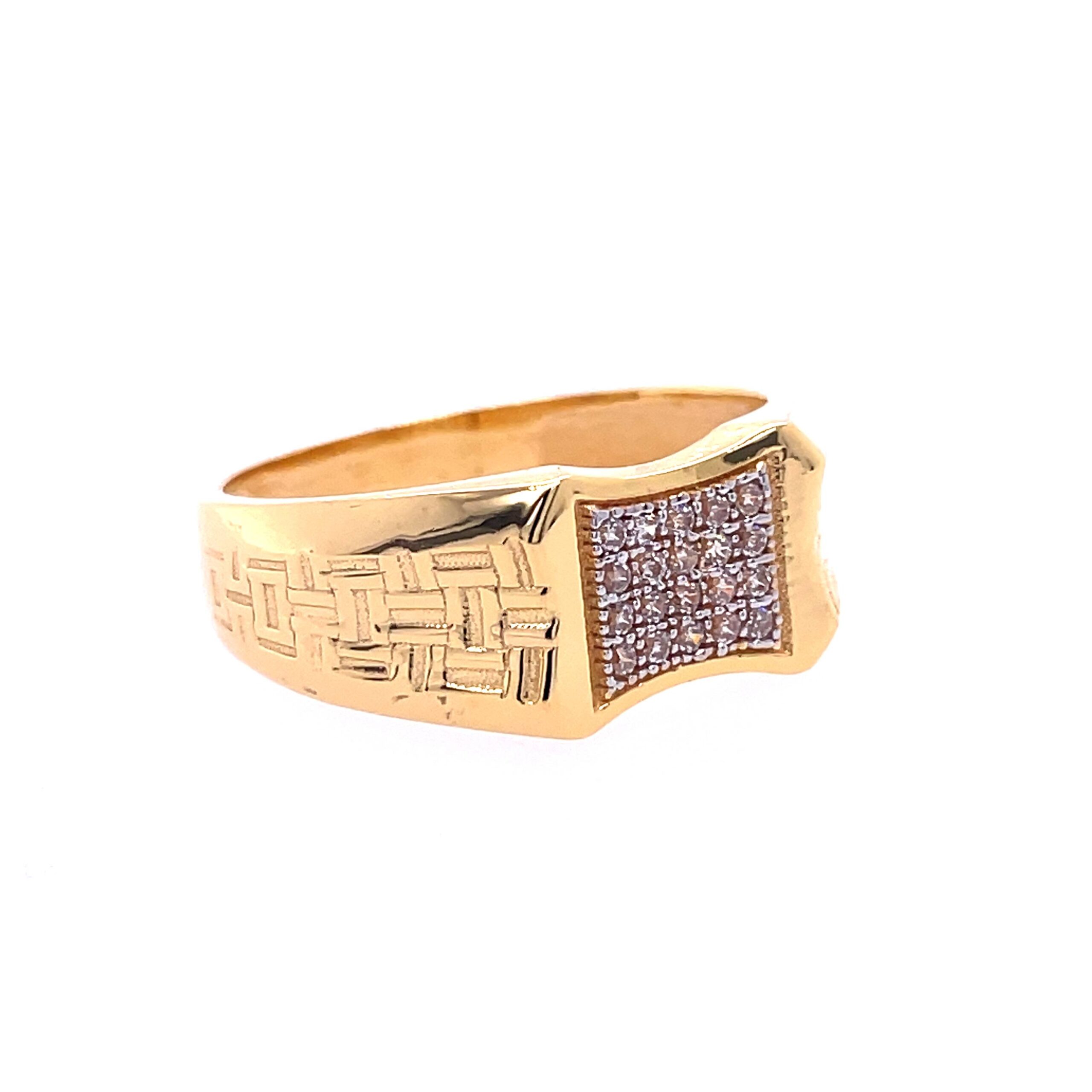22k yellow gold micro setting stone cz ring