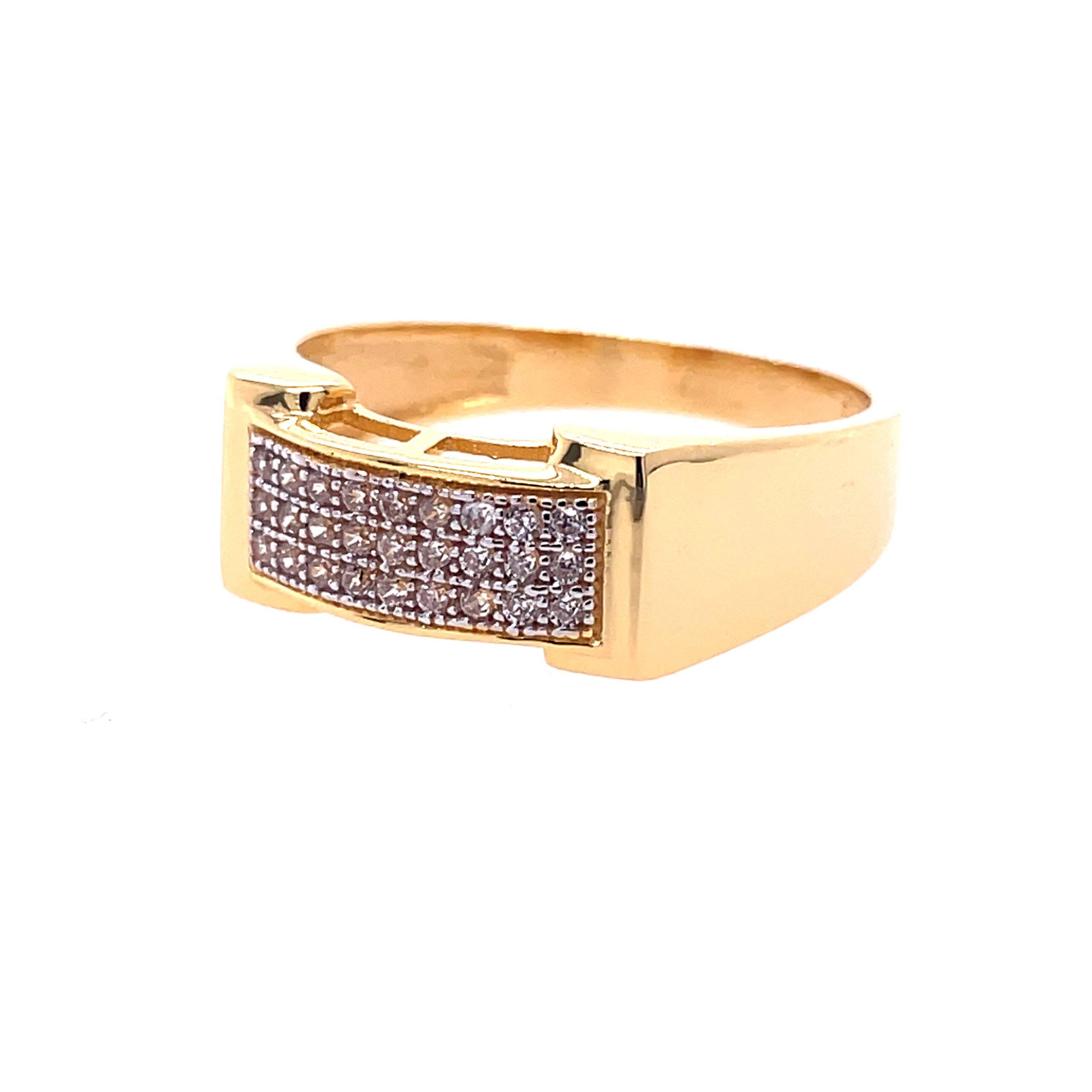 22k yellow gold micro setting stone cz ring - Image 3