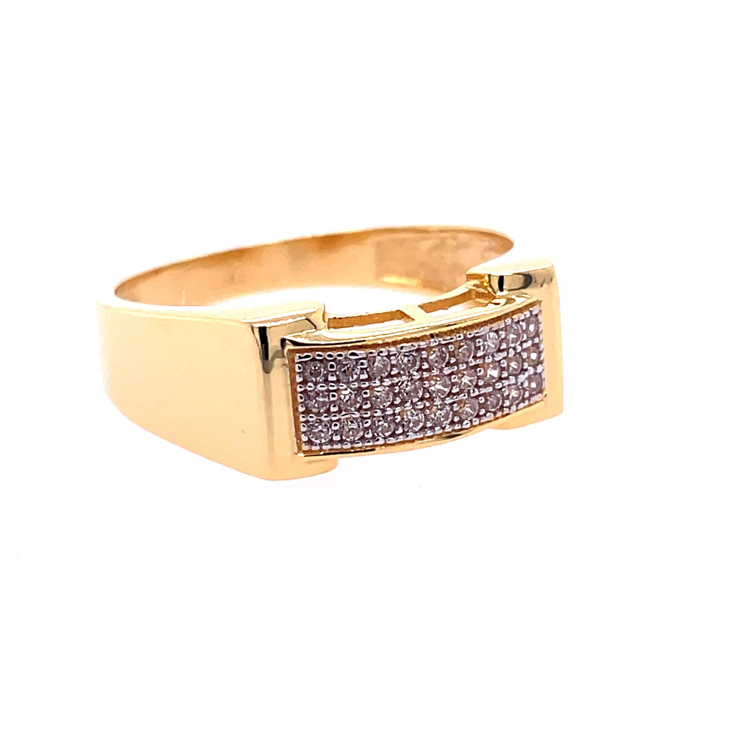 22k yellow gold micro setting stone cz ring