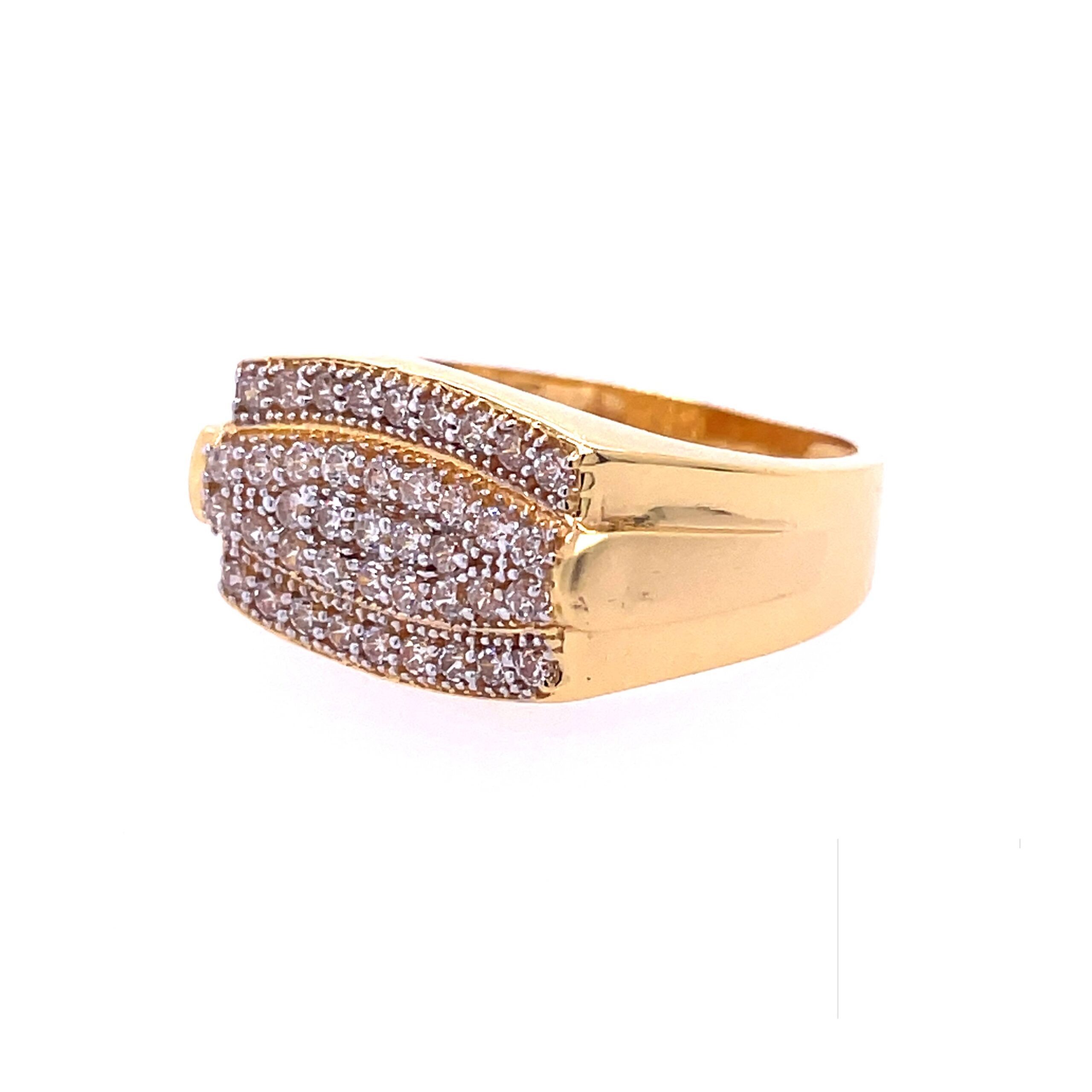 22k yellow gold micro setting stone cz ring