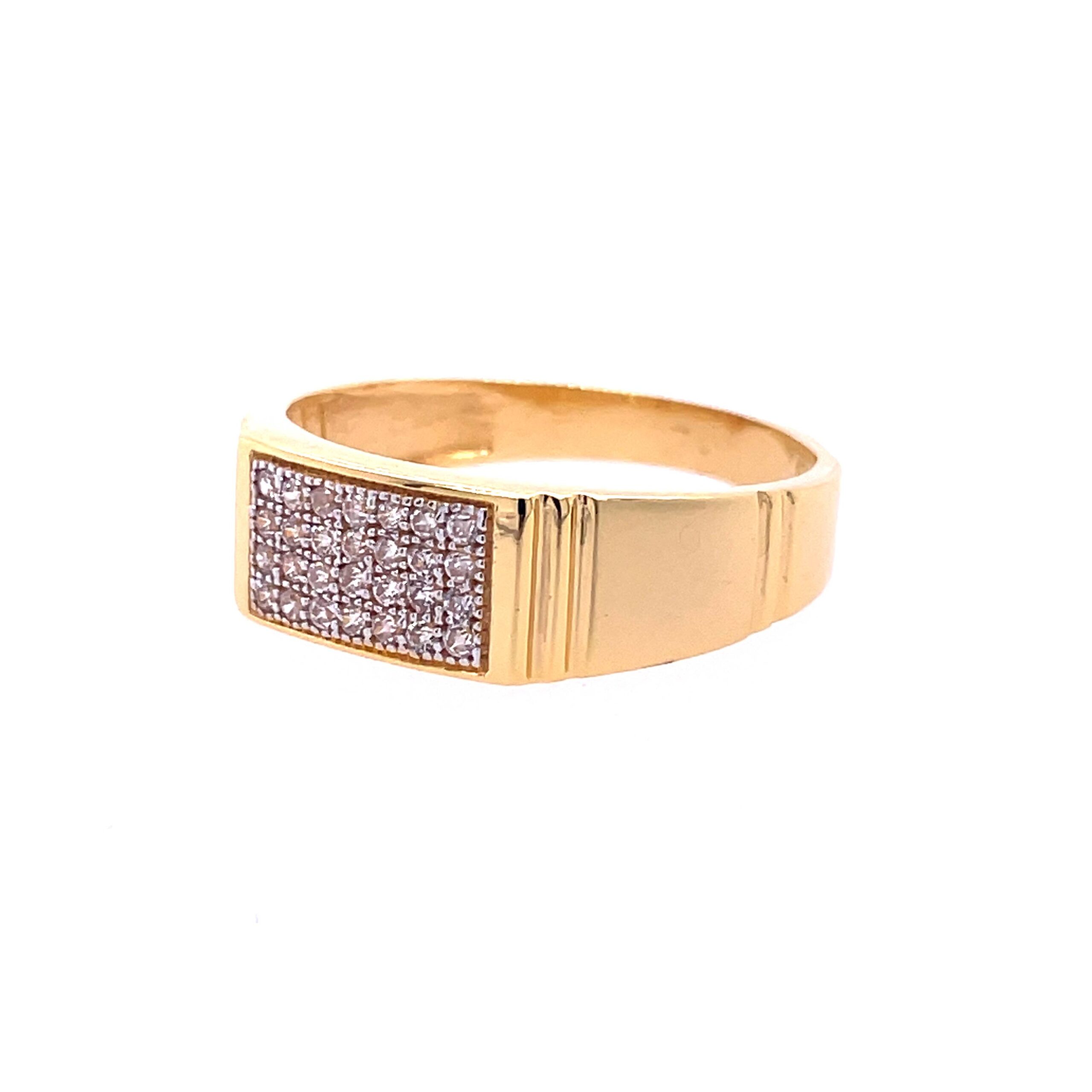 22k yellow gold micro setting stone cz ring