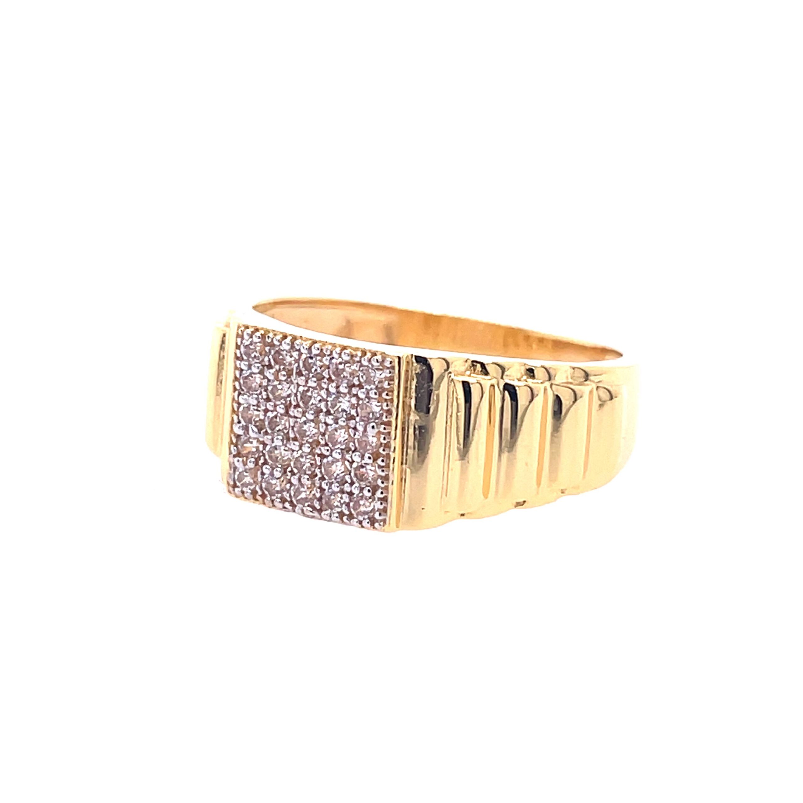 22k Yellow Gold Micro Setting Stone CZ Ring - Image 3
