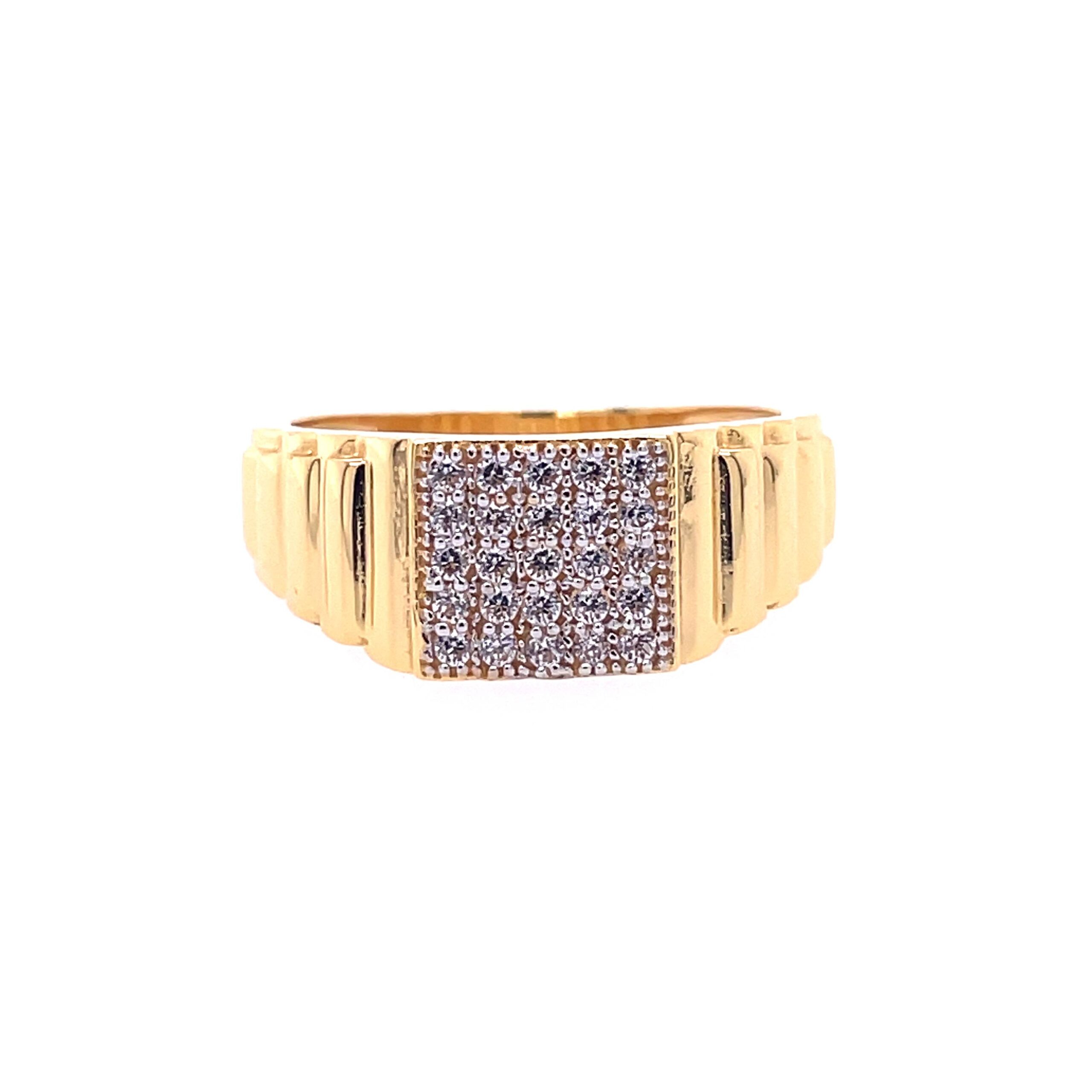 22k Yellow Gold Micro Setting Stone CZ Ring - Image 2
