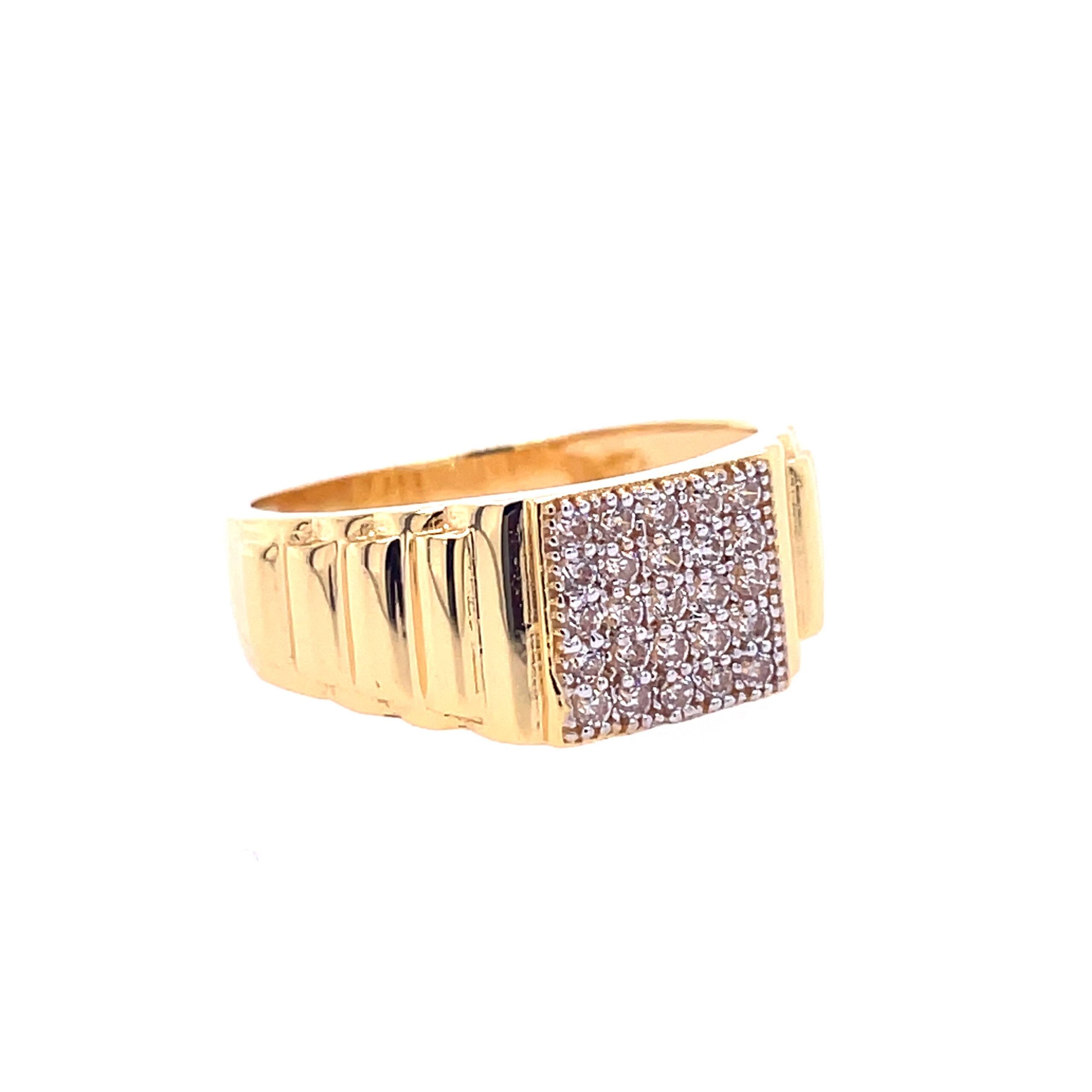 22k Yellow Gold Micro Setting Stone CZ Ring
