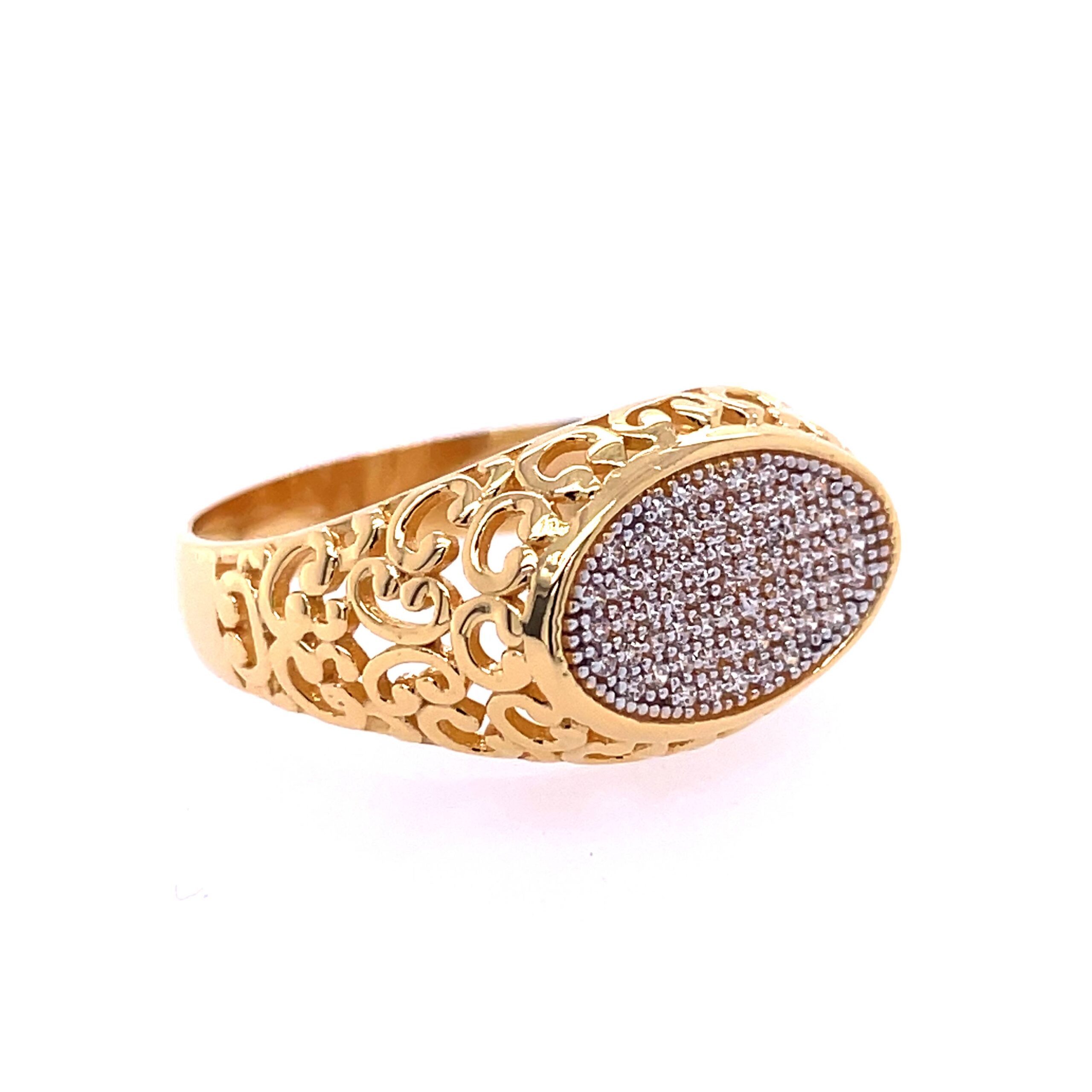 22k Yellow Gold Traditional Cluster Micro Stone CZ Ring
