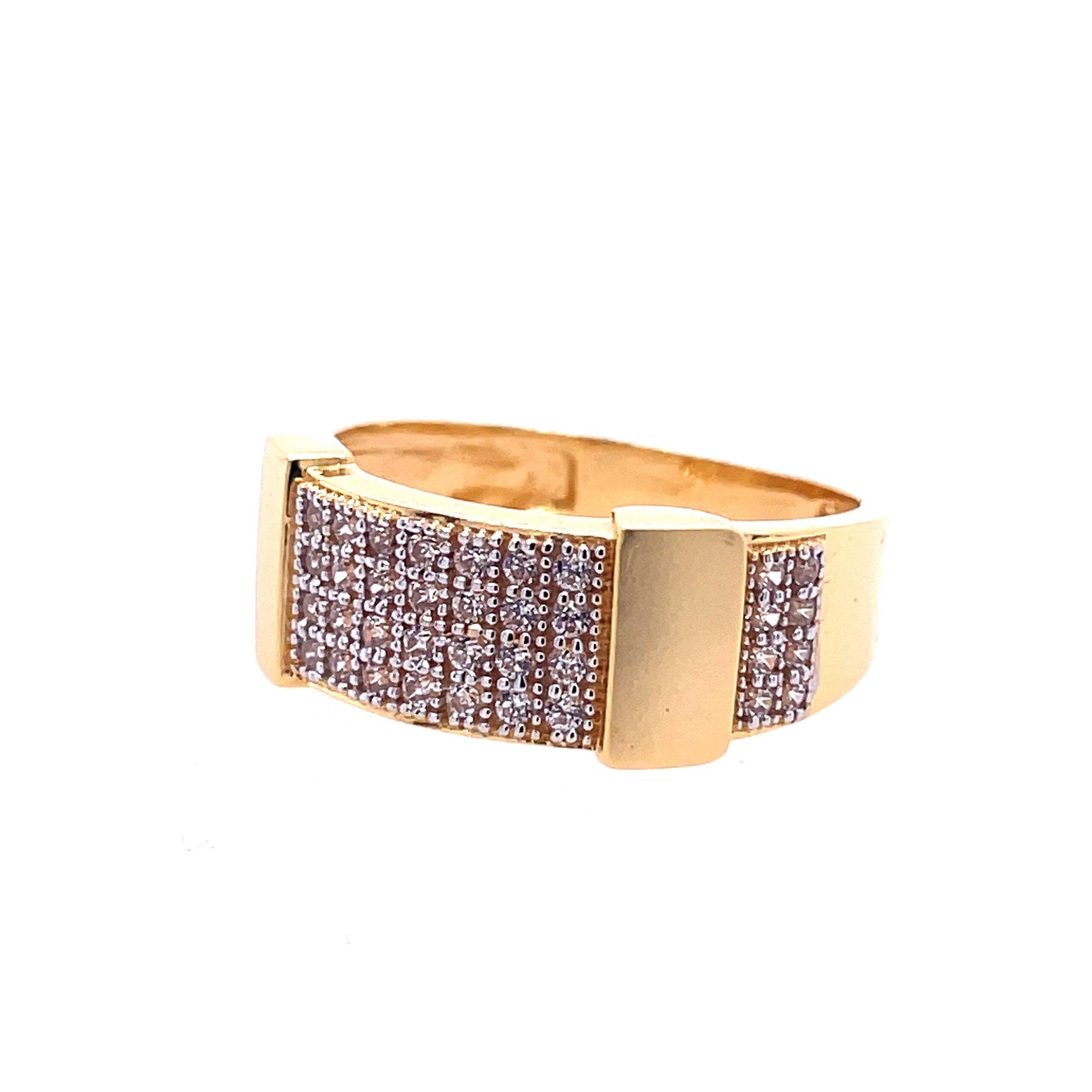 22k Yellow Gold Splendid Cluster Micro Stone  CZ Ring