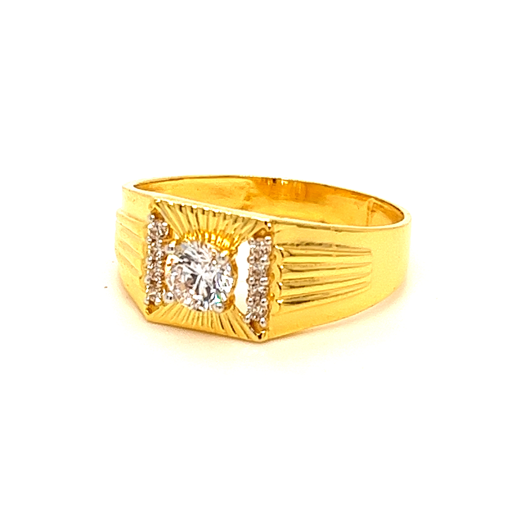 22k yellow gold sparkling single stone cz ring - Image 2