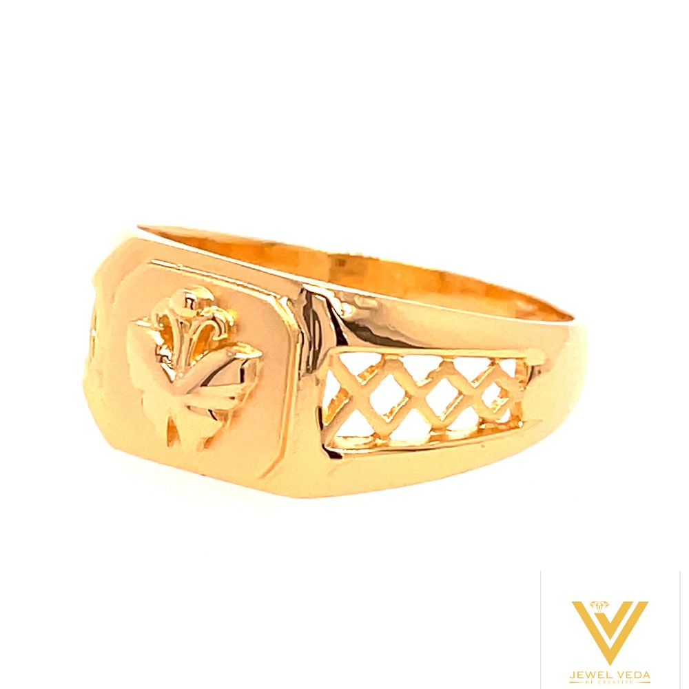 22k yellow gold ridge plain ring - Image 2