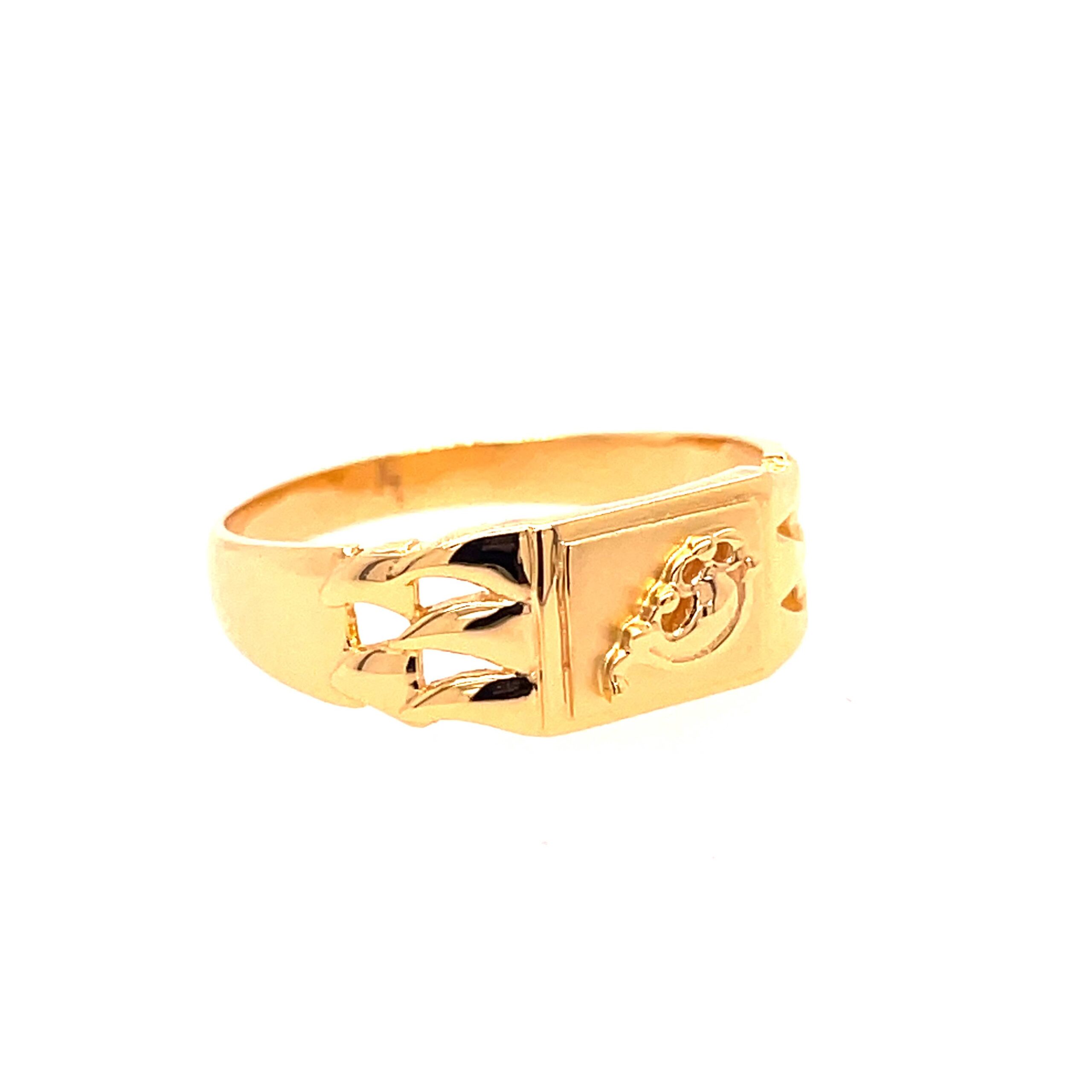 22k Yellow Gold Elegant Plain Ring - Image 3