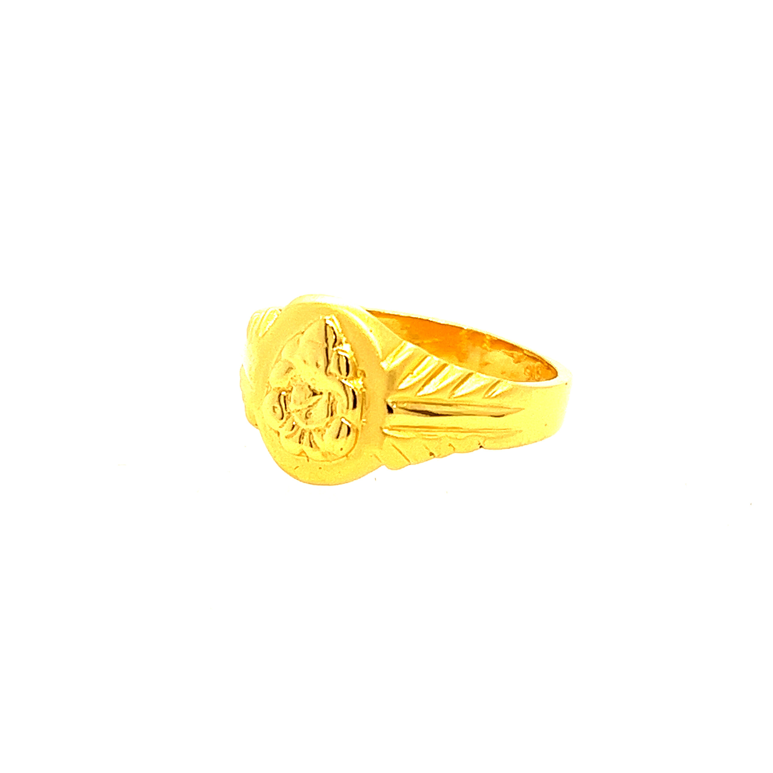 22k Yellow Gold Ganesha Plain Ring - Image 2